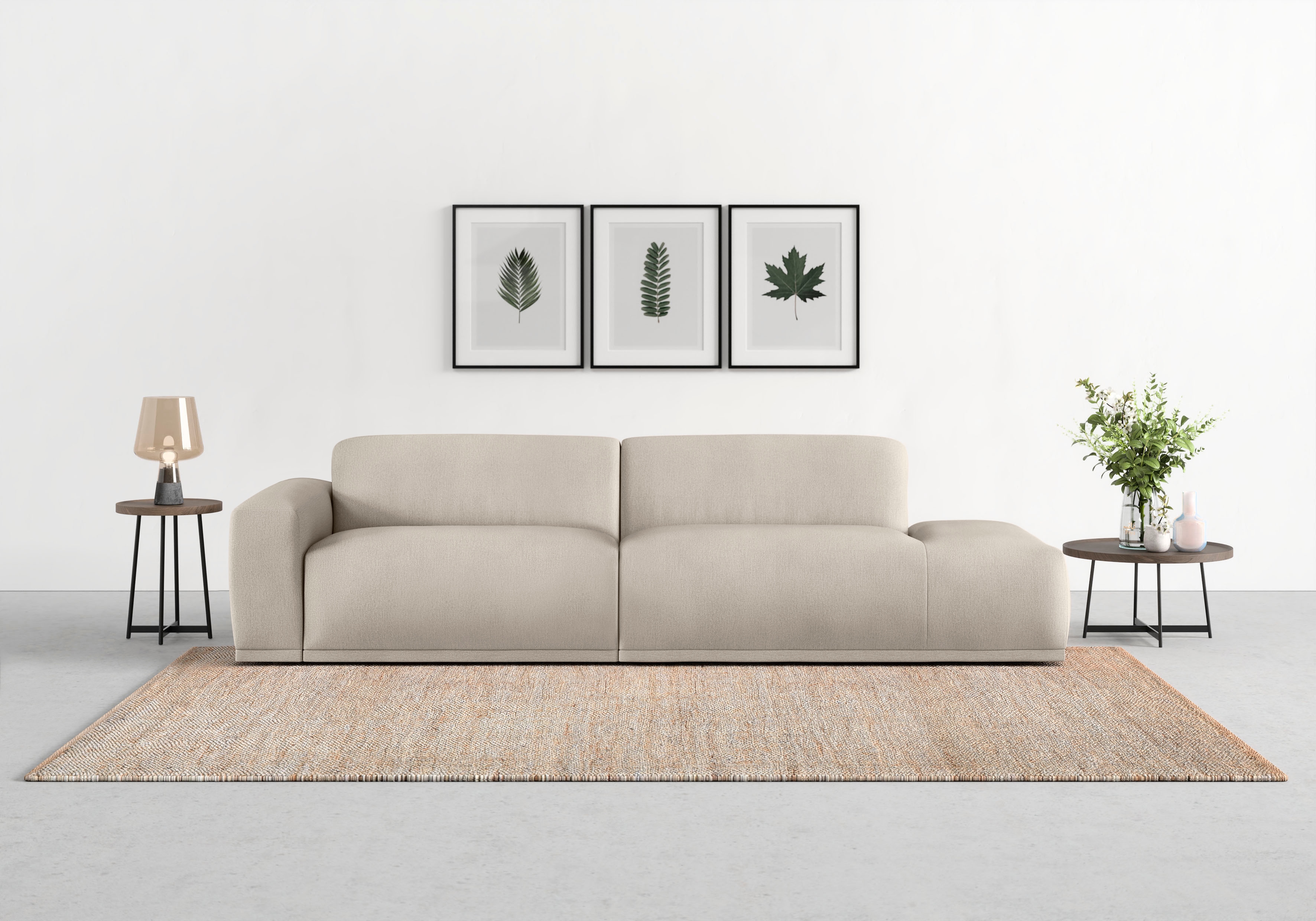 TRENDMANUFAKTUR Big-Sofa "Braga, mit hochwertigem Kaltschaum, Megasofa, Japandi-Design" modernes Big-Sofa, Couch mit hohem Sitzkomfort, 277/72/107 cm (B/H/T)