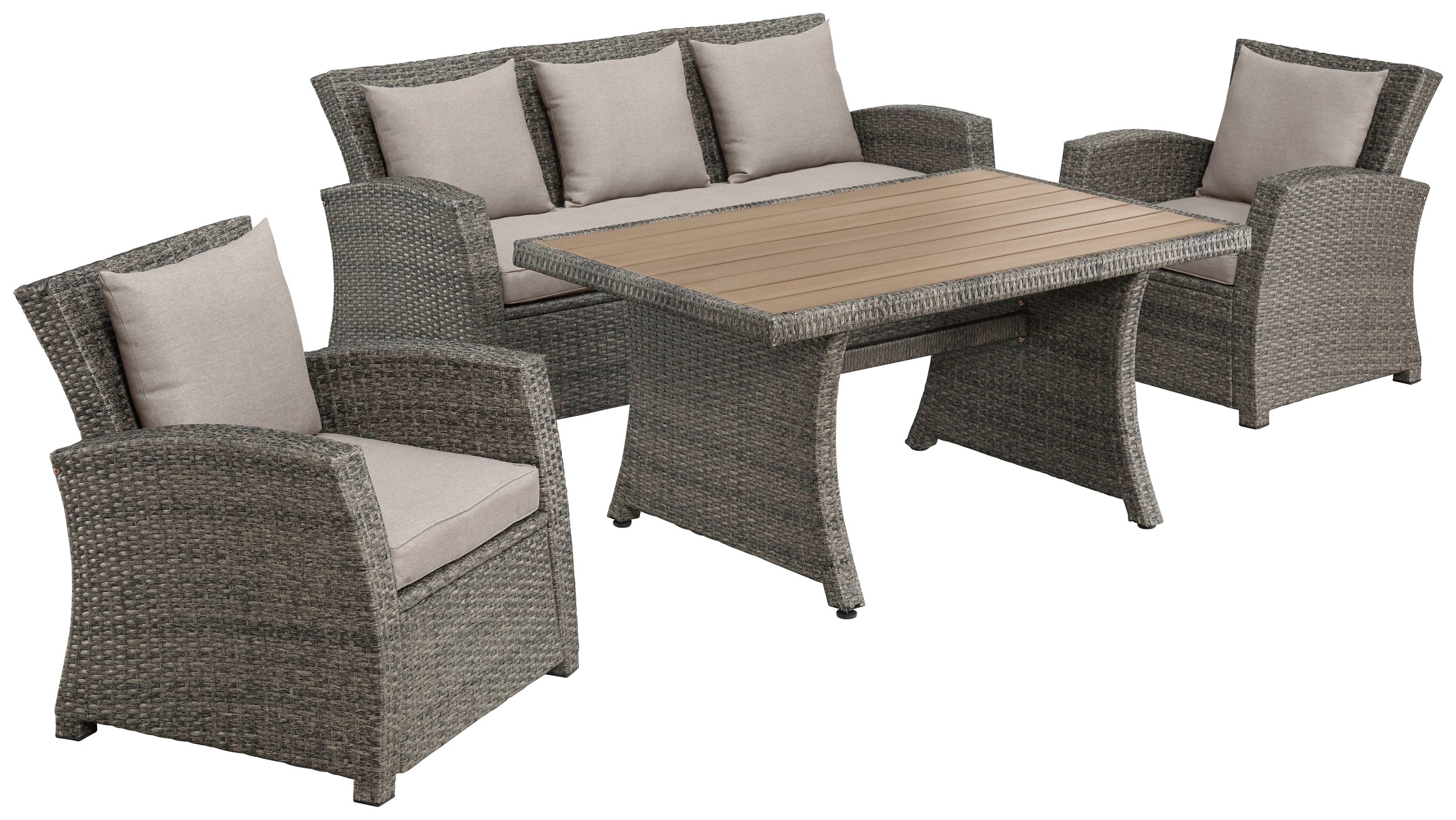 KONIFERA Gartenlounge-Set "Siros" Set, 1x 3er Sofa, 2x Sessel, 1x Tisch 135 günstig online kaufen