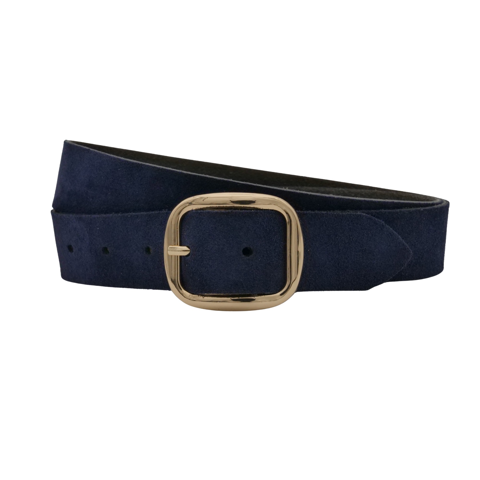 Ledergürtel ANNAMATONI "AnnaMatoni Damen Ledergürtel in hochwertigem Velour Leder 3,5cm", Damen, Gr. TW110 - 125cm Gesamtlänge, marine 490, 100% Leder, Gürtel Ledergürtel
