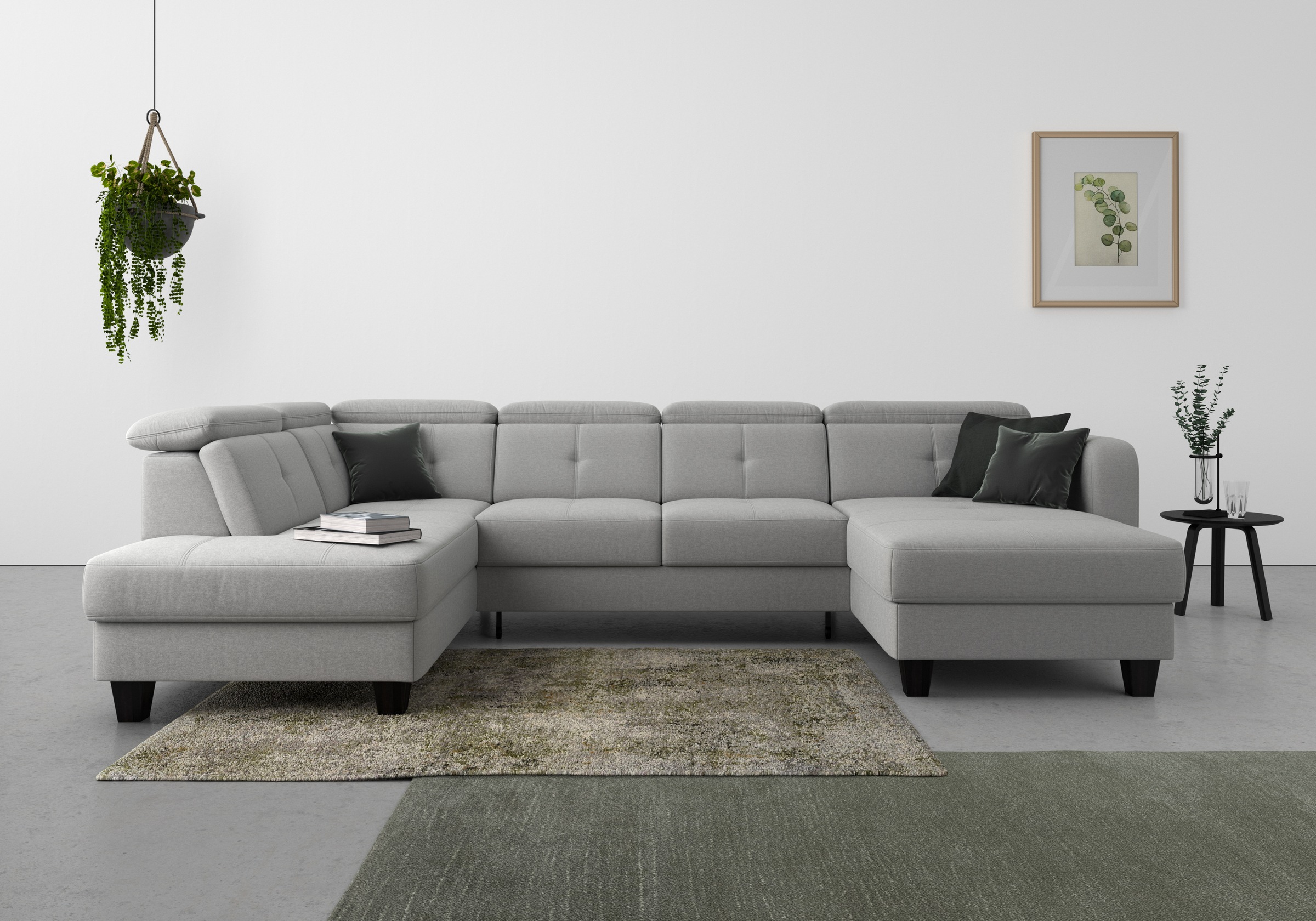 sit&more Wohnlandschaft "Belluci U-Form" Kopfteilverstellung und Federkern, wahlweise mit Schlaffunktion