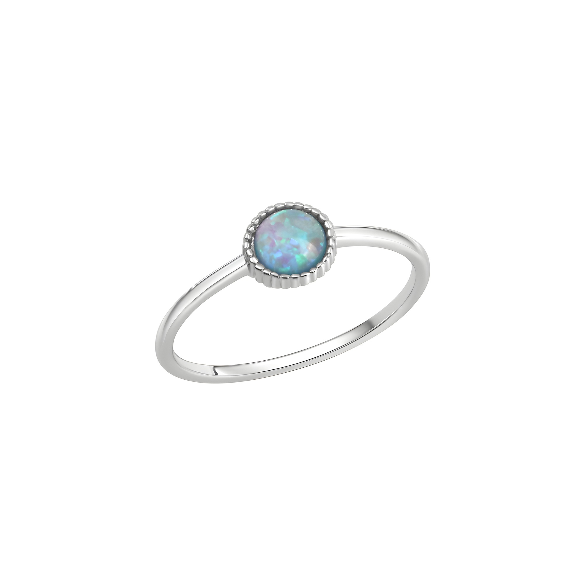 Fingerring VIVANCE "925/- Sterling Silber rhodiniert Synth. Opal" Gr. 52, weiß, Fingerringe, Damen, 052 (16,6), Silber 925 (Sterlingsilber), Fingerring