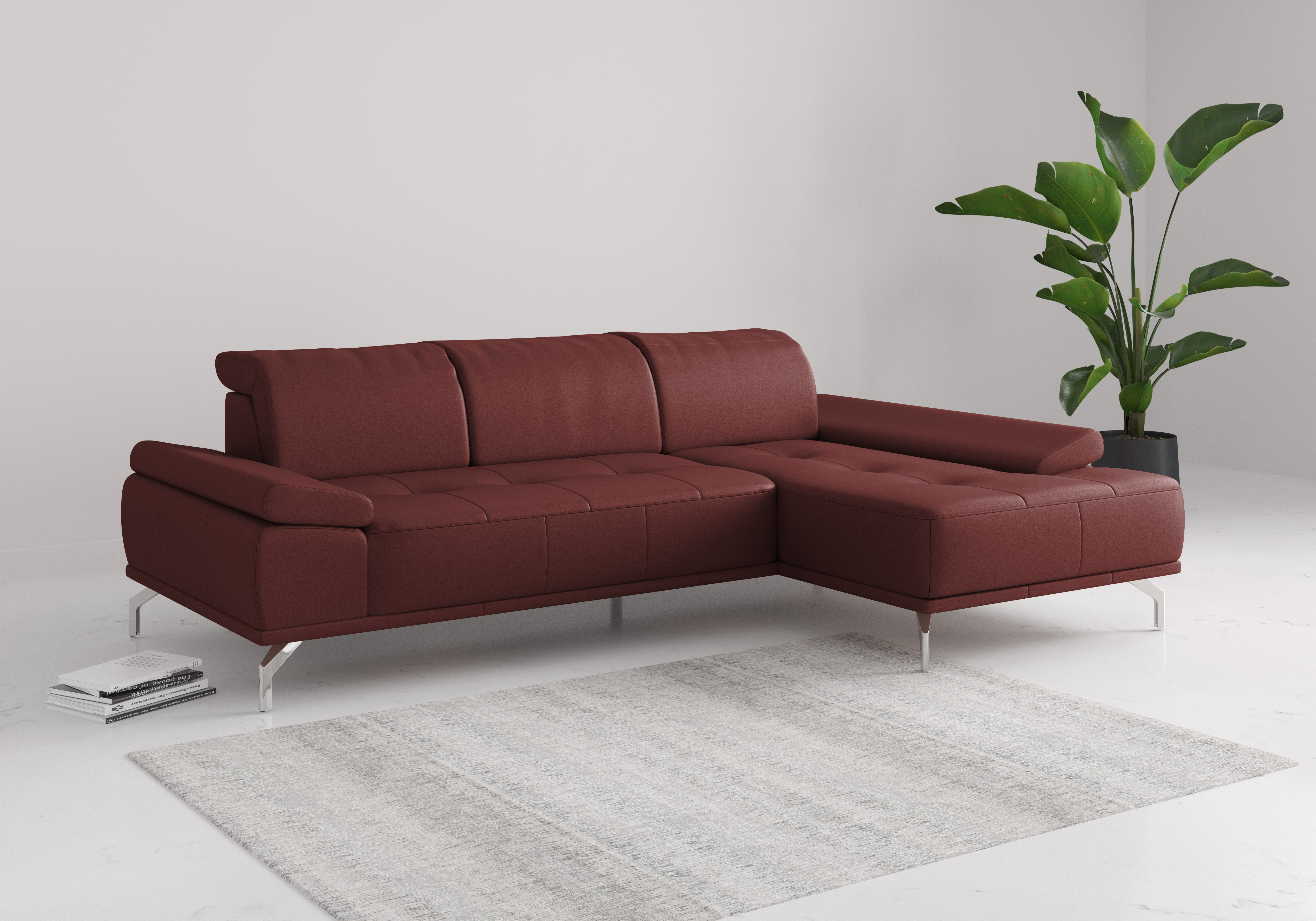 OTTO home Ecksofa "Caluna, L-Form, B:280cm, Federkern, in Stoff und Leder" Inkl.Sitztiefenverstellung, wahlweise mit Kopf- und Armteilverstellung