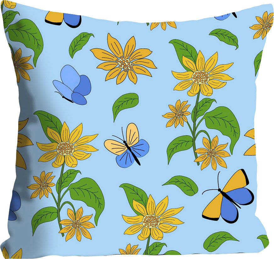 queence Dekokissen "Lova" mit Schmetterlingen und Blumen günstig online kaufen