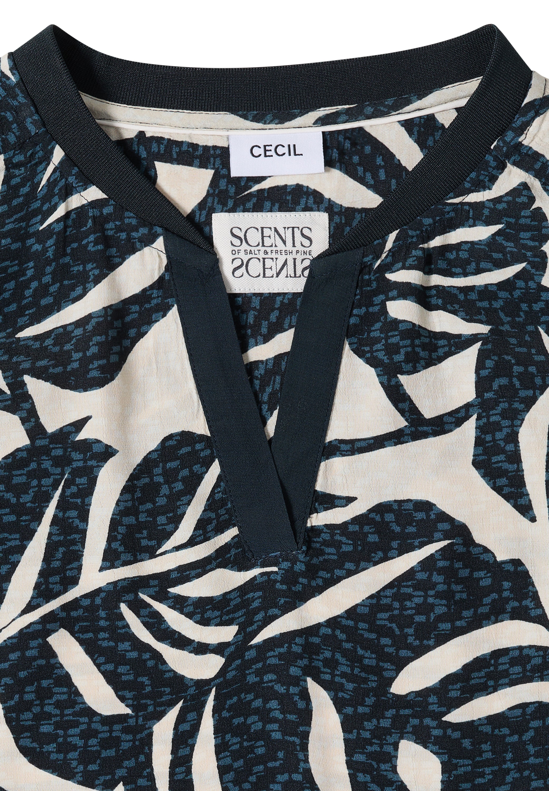 Cecil Shirtbluse Sommershirt mit Split Neck und Printmix