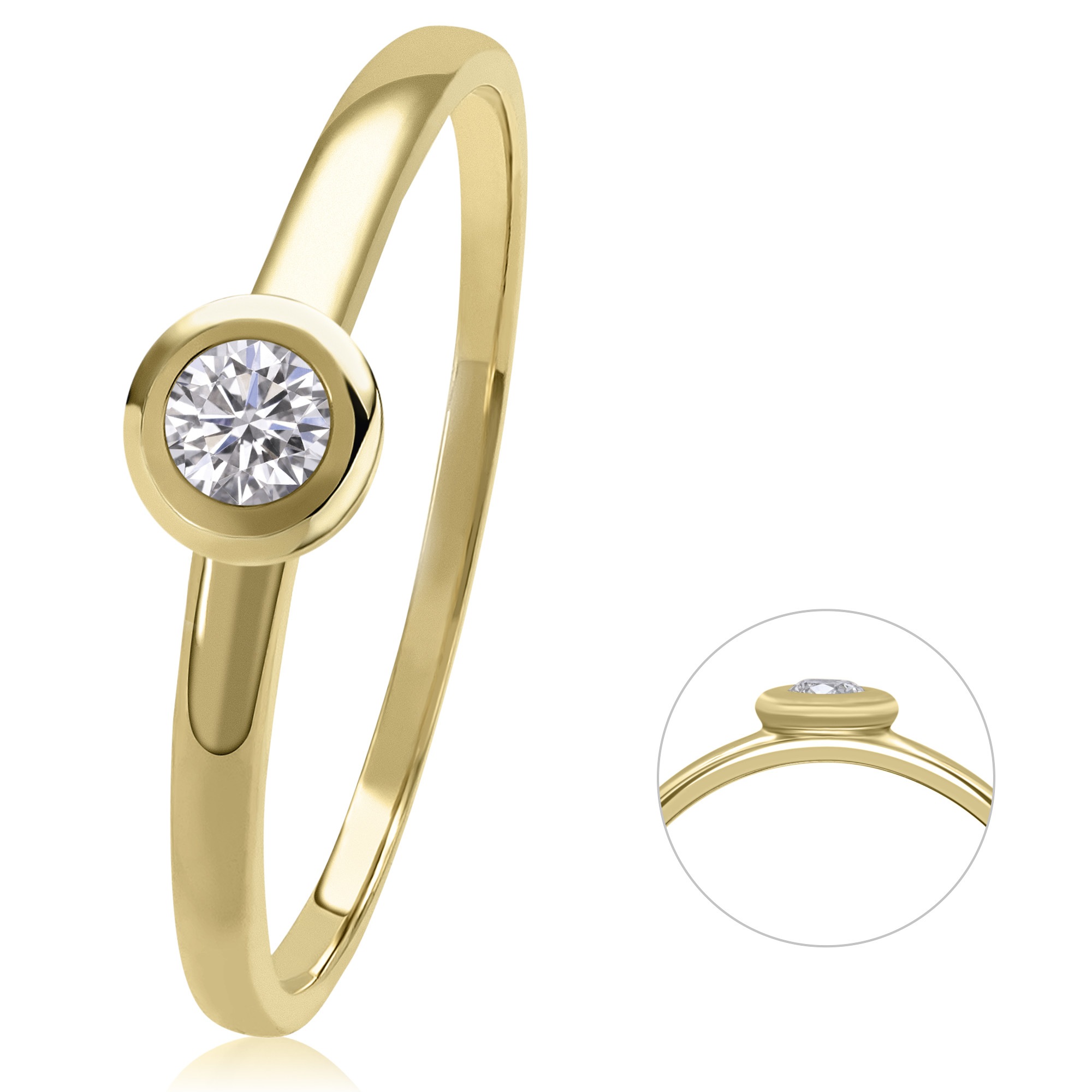 Diamantring »0,08 ct Diamant Brillant Ring aus 585 Gelbgold«, Damen Gold Schmuck