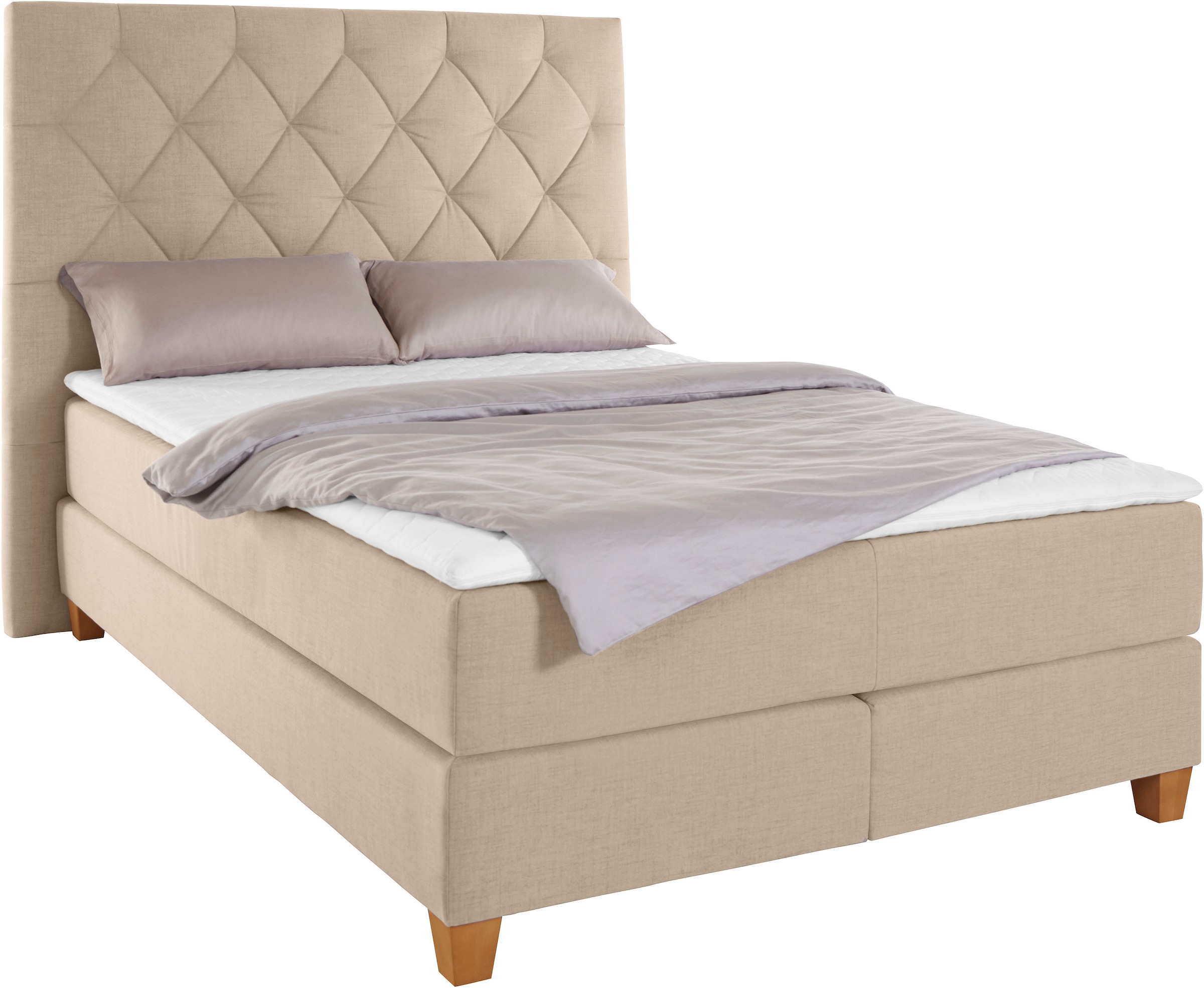 Home affaire Boxspringbett »Harmones hoch« in 3 Breiten, Härtegrad auch im Mix mit je 1 Matratze in H2 und H3