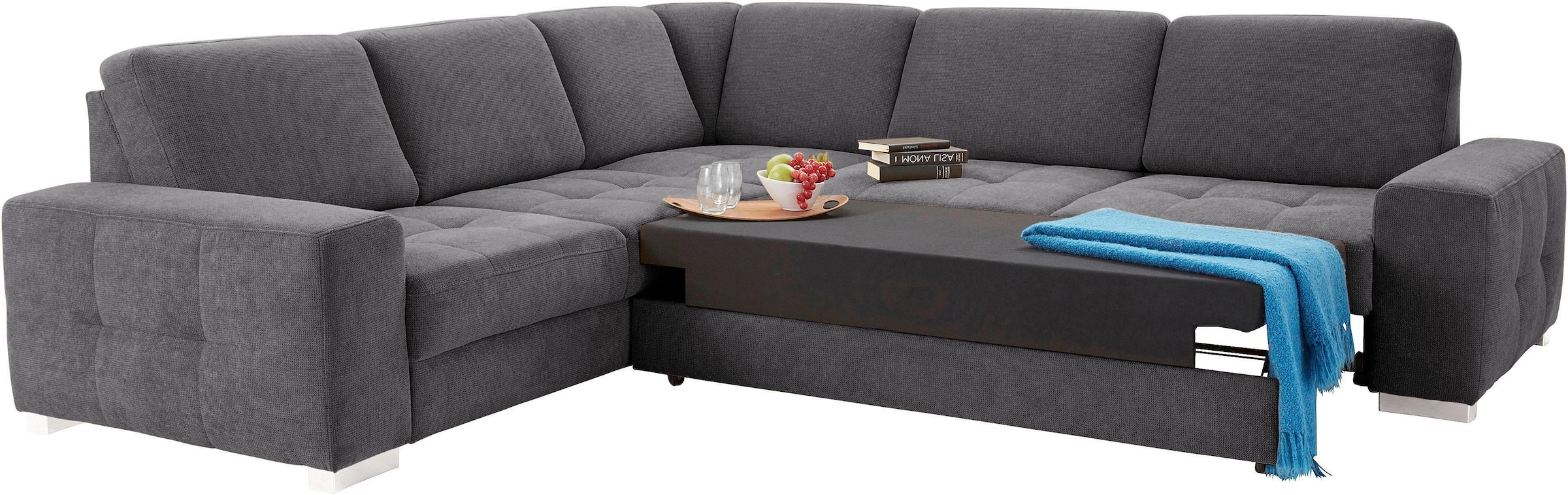 sit&more Ecksofa »Santorini L-Form«, mit Federkern und Sitztiefenverstellung, wahlweise mit Bettfunktion