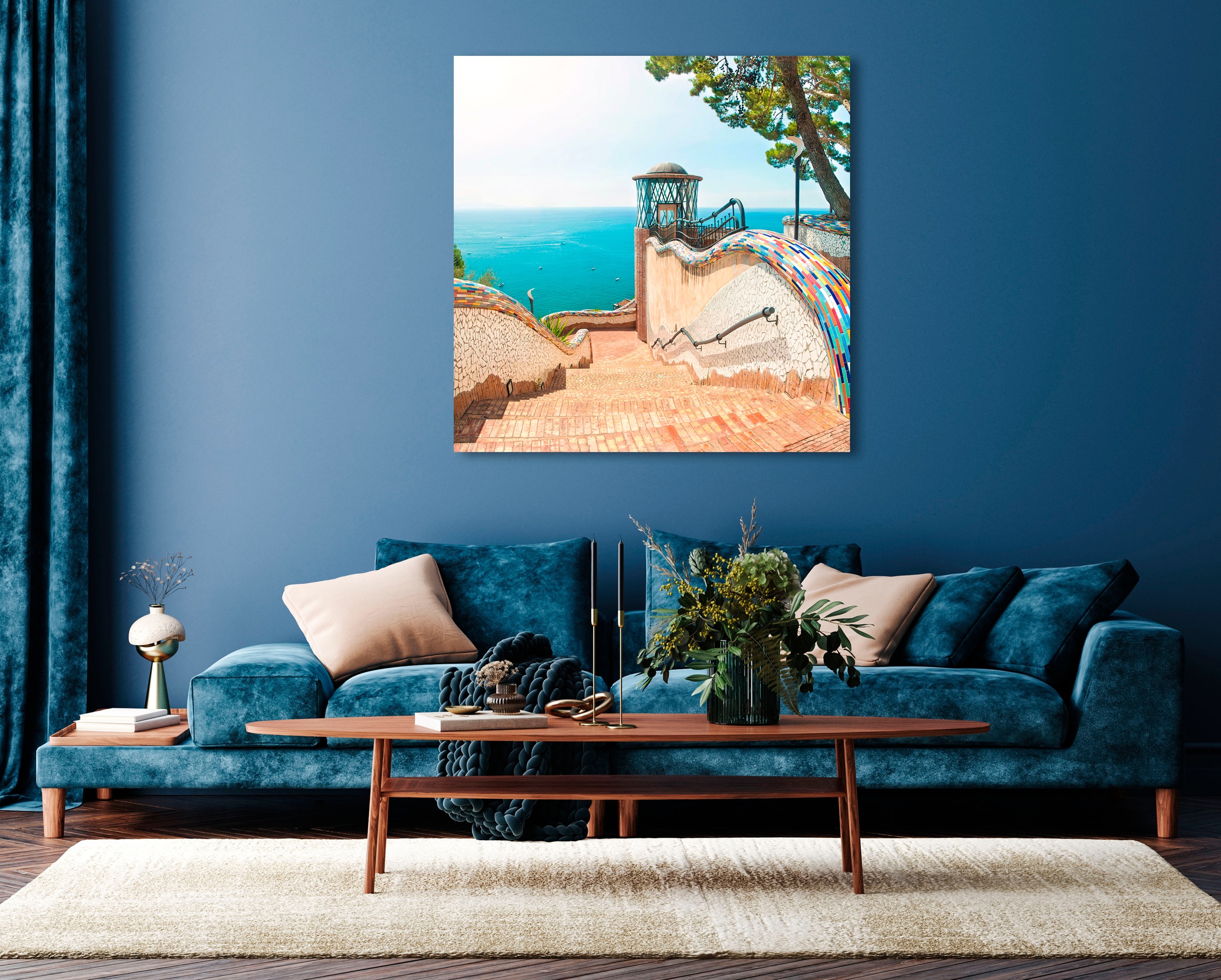 queence Acrylglasbild "Elsi", Landschaft-Stadt-Italien-Himmel-Meer-Meer Bil günstig online kaufen