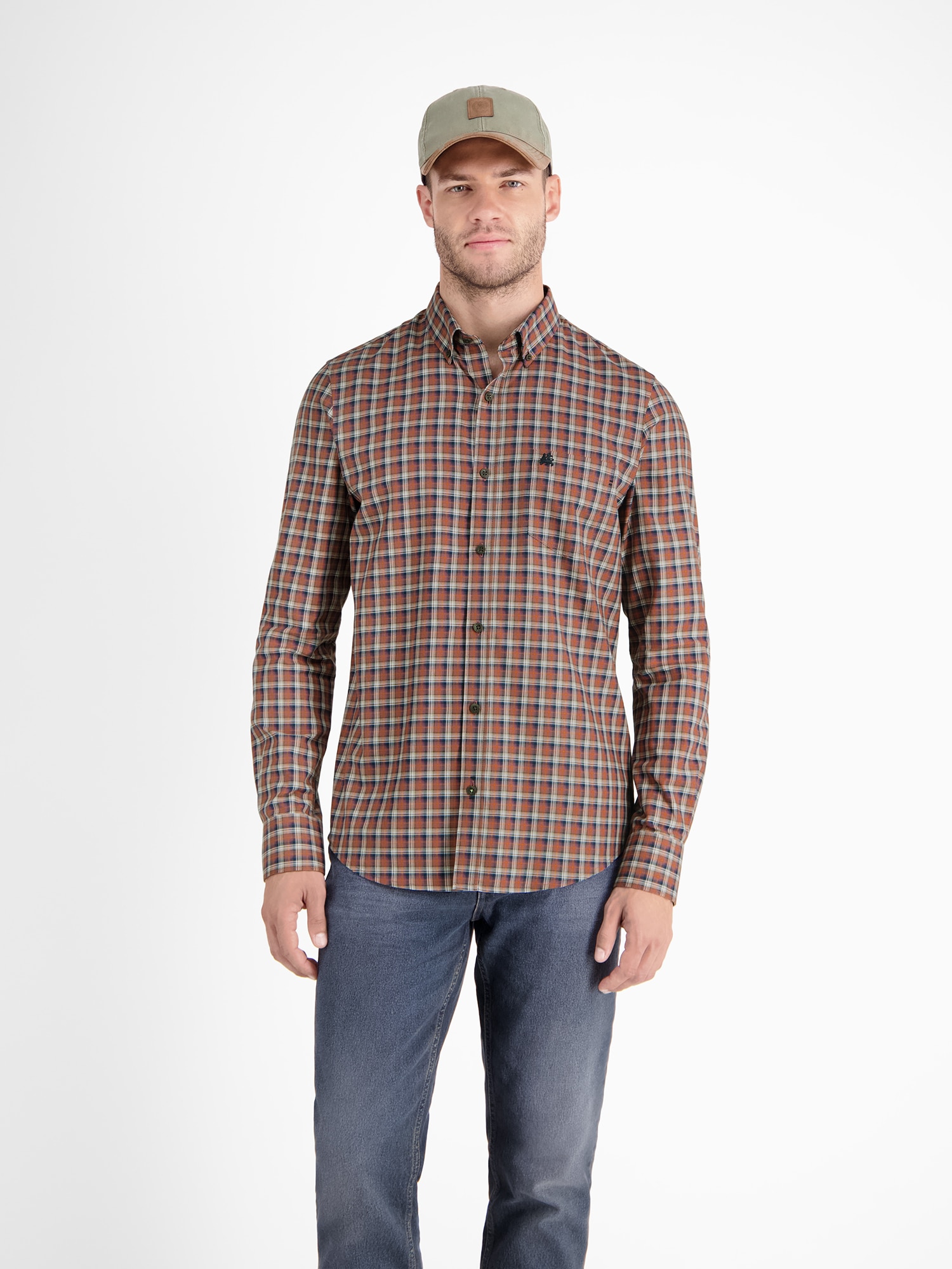 LERROS Karohemd »LERROS Kariertes Herrenhemd mit Button-down-Kragen«