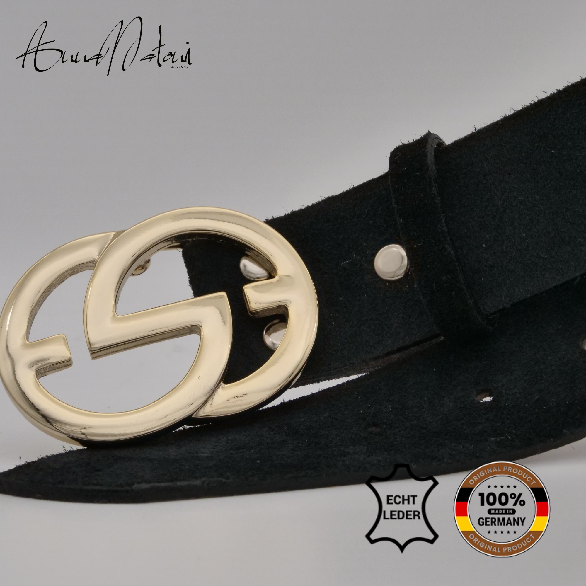 Thumbnail - AnnaMatoni Ledergürtel "AnnaMatoni Damen Ledergürtel in hochwertigem Velour Leder 4cm"