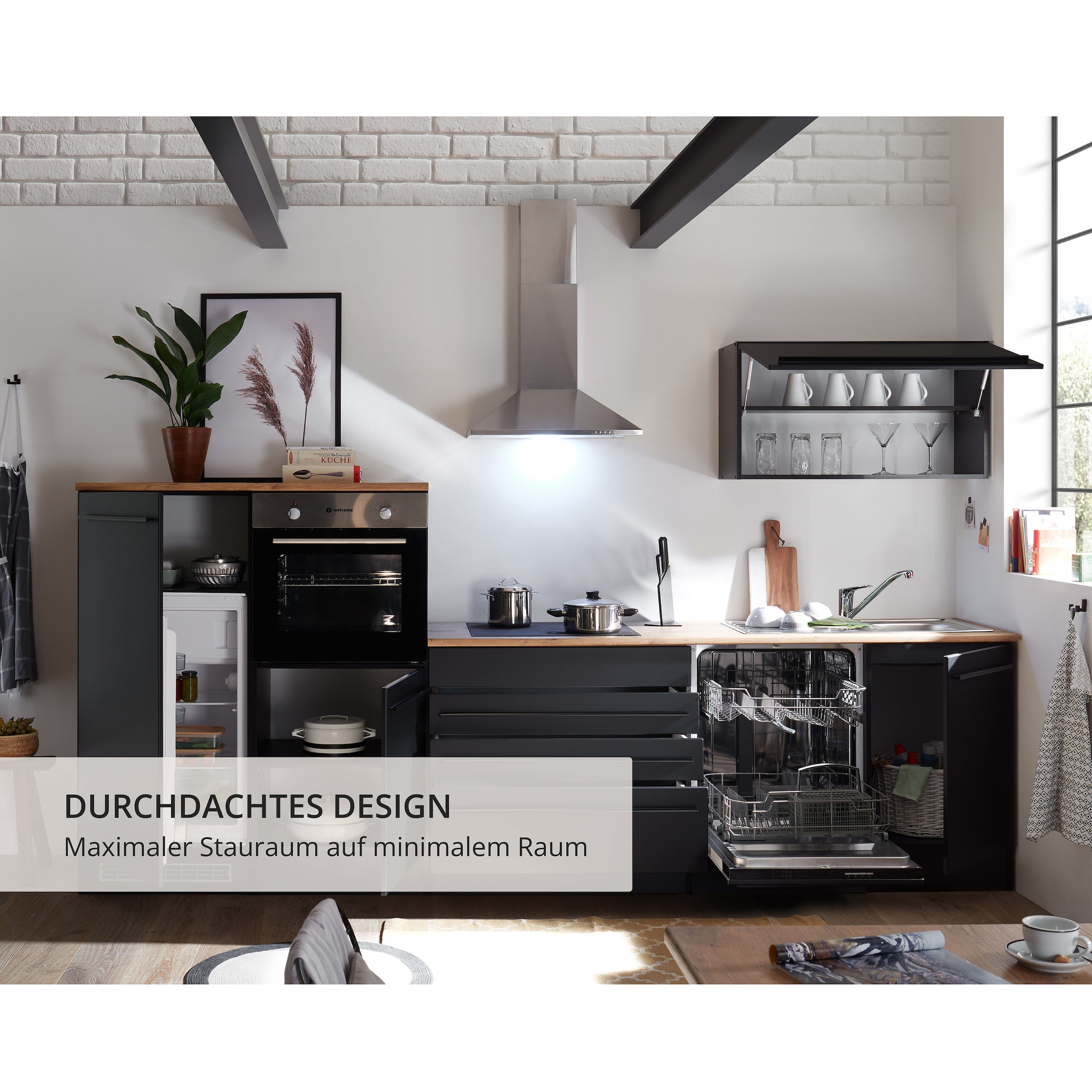 BASIC by Balculina Küchenzeile »Jazz«, Breite 320 cm, wahlweise mit E-Geräten