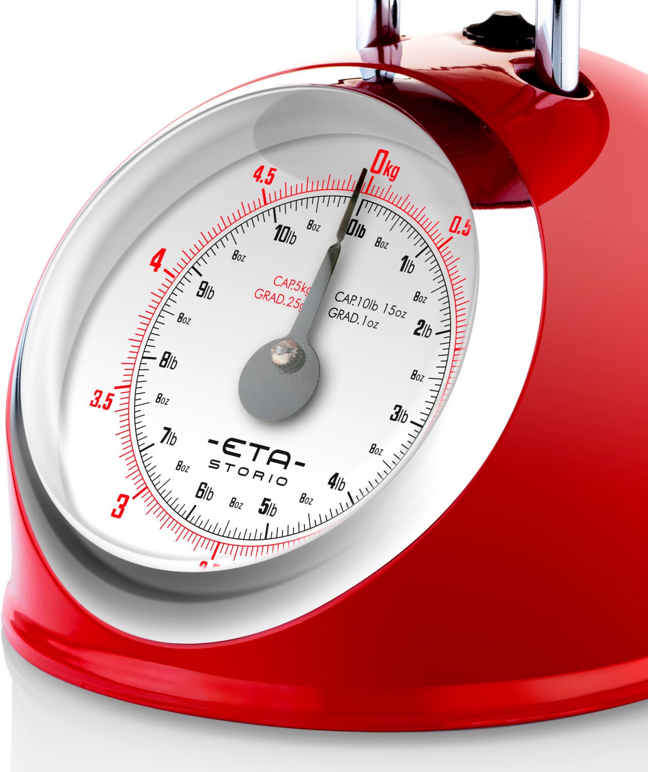 eta Küchenwaage »STORIO rot ETA577790030 Retro«, (2 tlg.), analog, Ganzmetall-Design mit einer Edelstahlschale