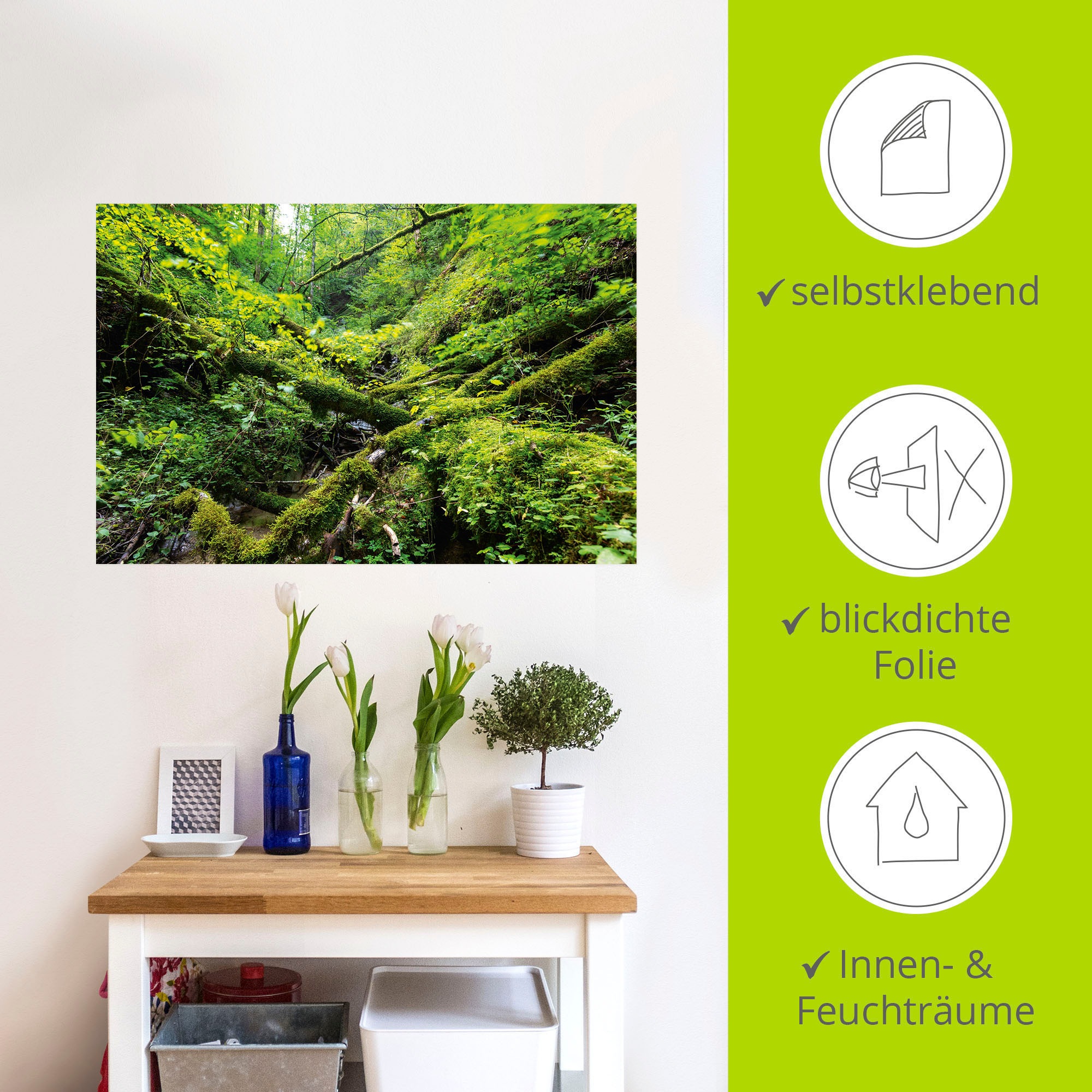 Artland Wandbild »Moosbedecktes Totholz Schwarzwald«, Waldbilder, (1 St.), als Alubild, Leinwandbild, Wandaufkleber oder Poster in versch. Größen