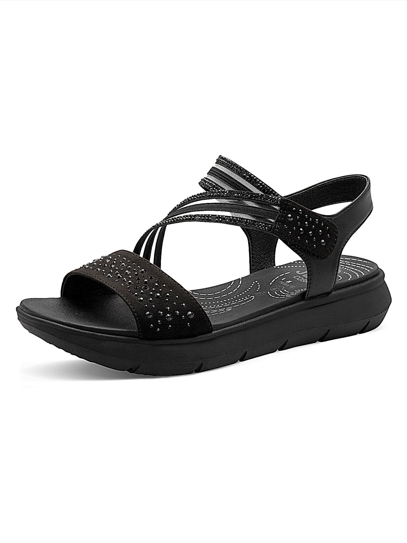 Sandalette JANA, Damen, Gr. 41, schwarz, Lederimitat, Textil, Schuhe Sandalette