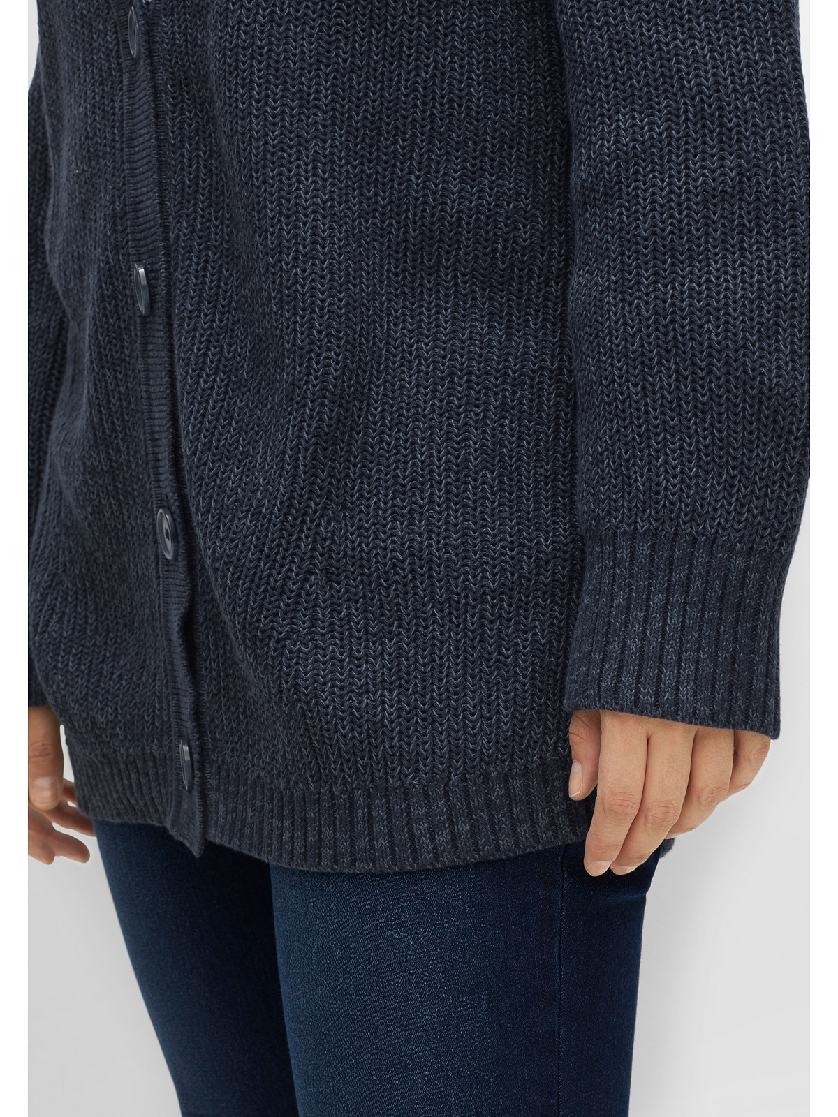 Sheego Cardigan »Große Größen« in Perlfangstruktur Baumwolle aus