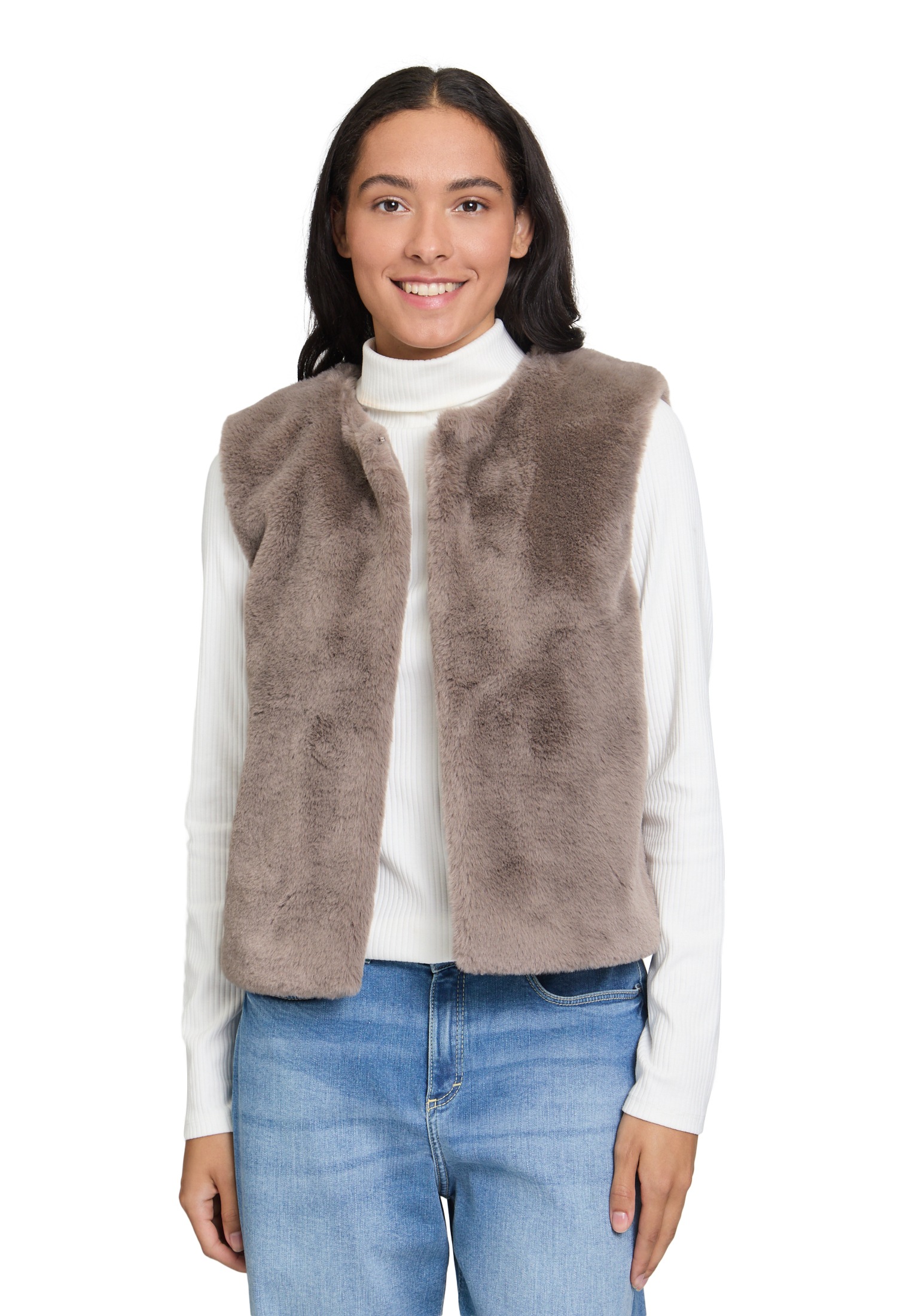 Cartoon Plüschweste "Cartoon Damen Fake Fur-Weste unifarben" günstig online kaufen