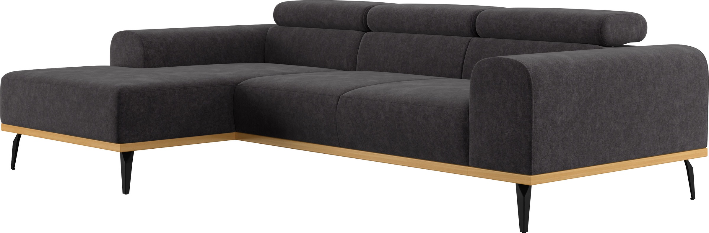 Places of Style Ecksofa »Carlo L-Form«, mit Kopfteilverstellung & Holz-Rahmenoptik, wahlweise Relaxfunktion