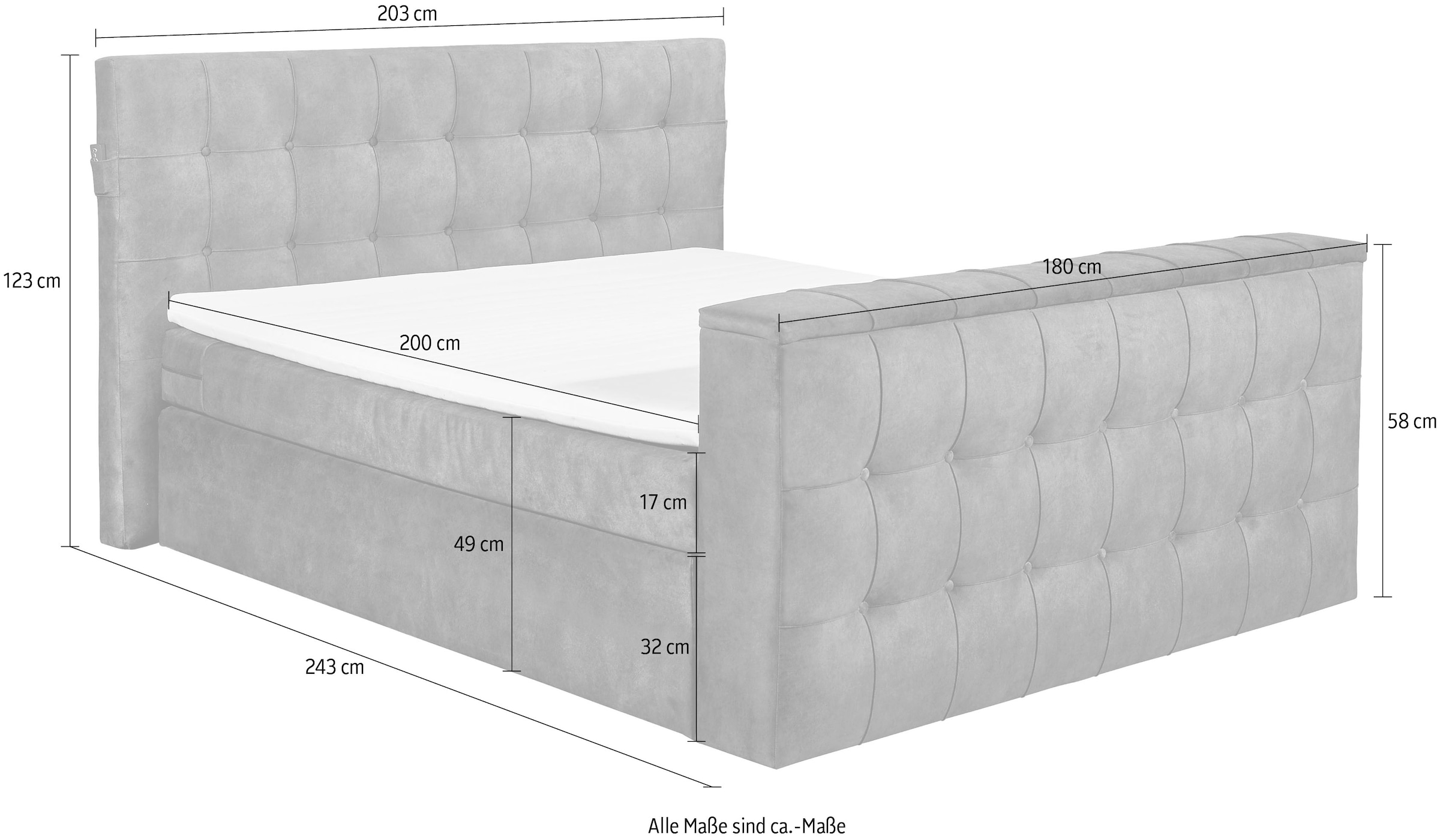 set one by Musterring Boxspringbett »Richmond«, mit Duo-Matratze (H2/H3), versenkbarer TV-Halterung (bis 40 Zoll) und Fernbedienung. Wahlweise mit/ohne Bettkasten