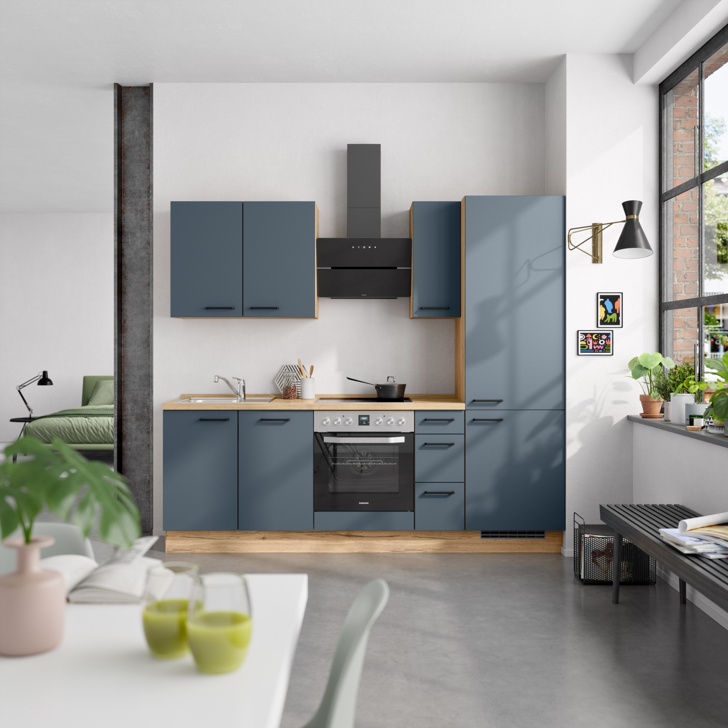 nobilia® Küchenzeile »"Easytouch II"« vormontiert, Ausrichtung wählbar, Breite 240 cm, wahlw. mit E-Geräten