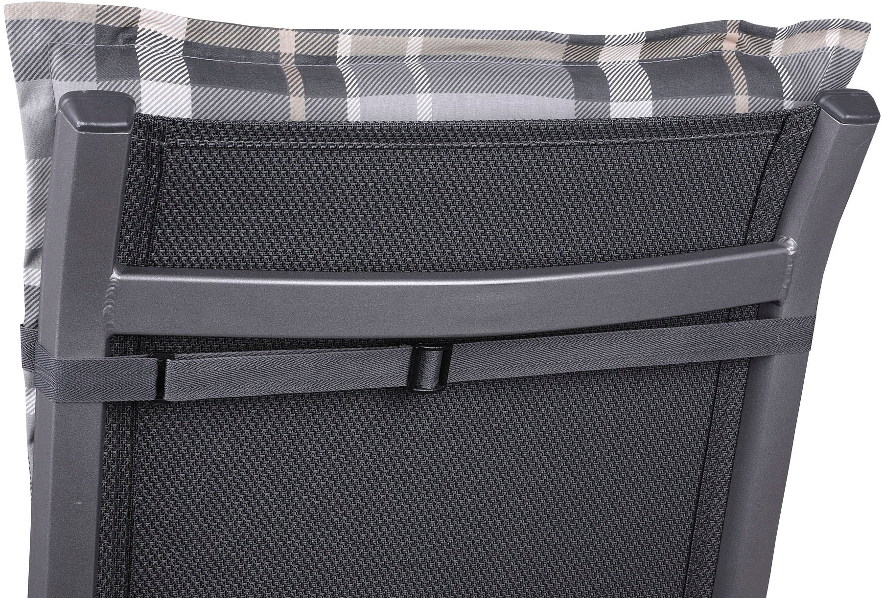 GO-DE Hochlehnerauflage Karo grau - Maße BxLxH ca.: 50 cm x 120 cm x 6 cm