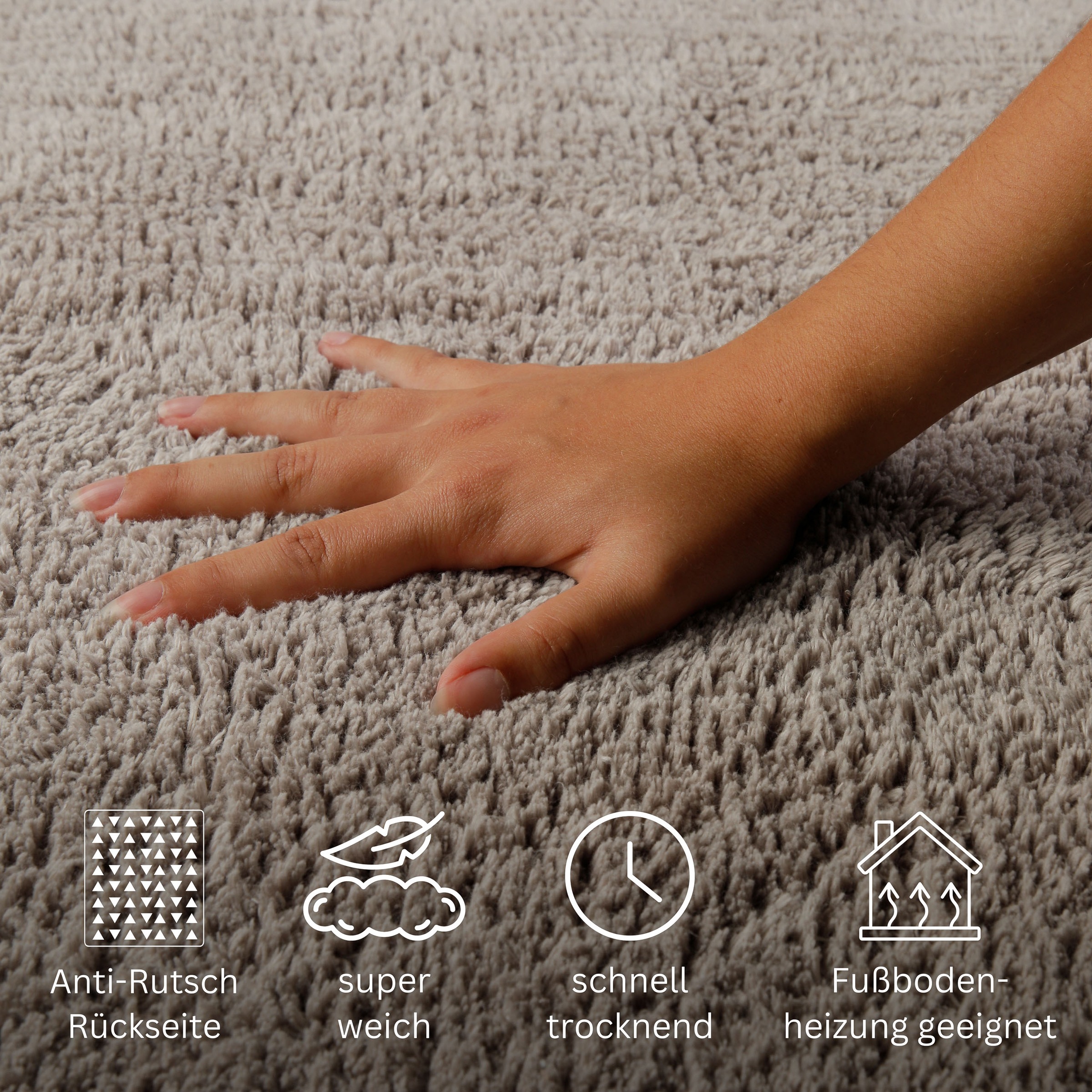 Thumbnail - OTTO home Badematte "Meellor" Höhe 20 mm Badteppich, getuftet, modern, Uni, antirutsch, flauschig, Baumwolle