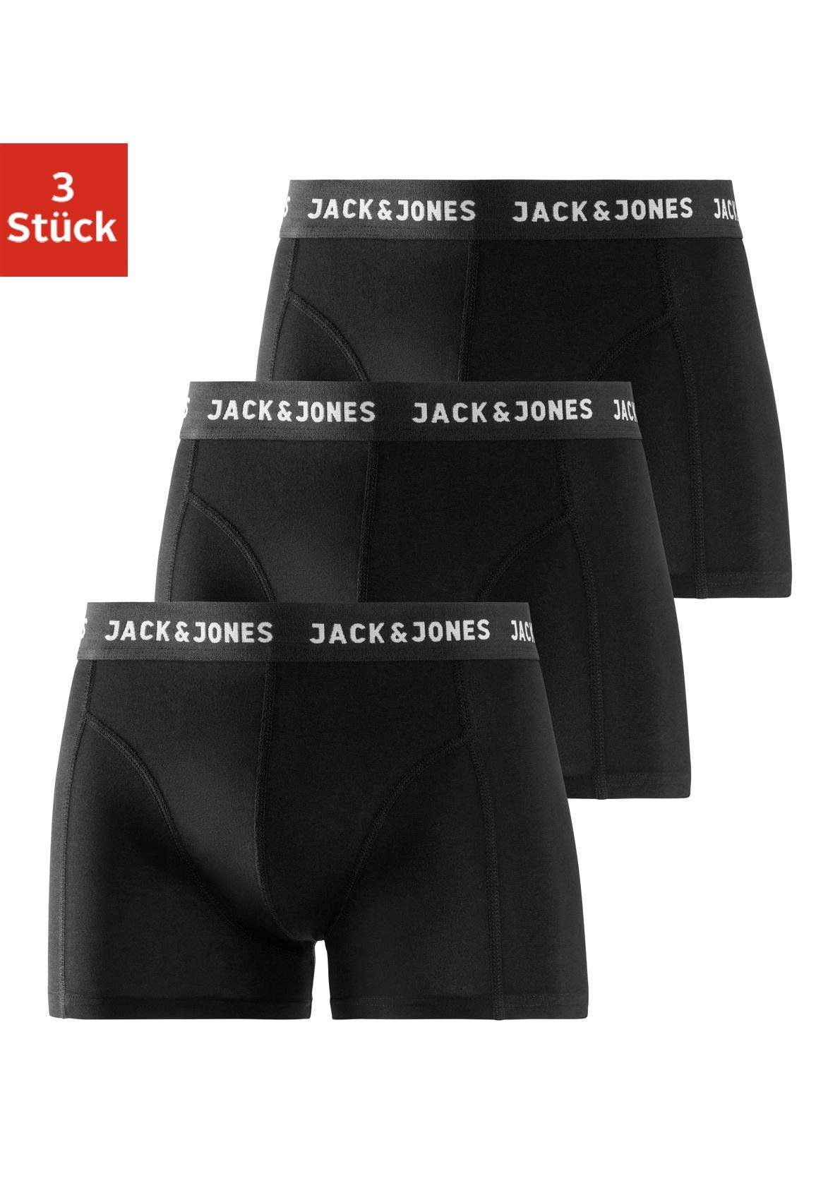 JACK & JONES Herren Boxer "JACANTHONY im 3er Pack mit Logo-Bund und weichem Griff", Gr. L, schwarz, Jersey, Obermaterial: 95% Baumwolle, 5% Elasthan,