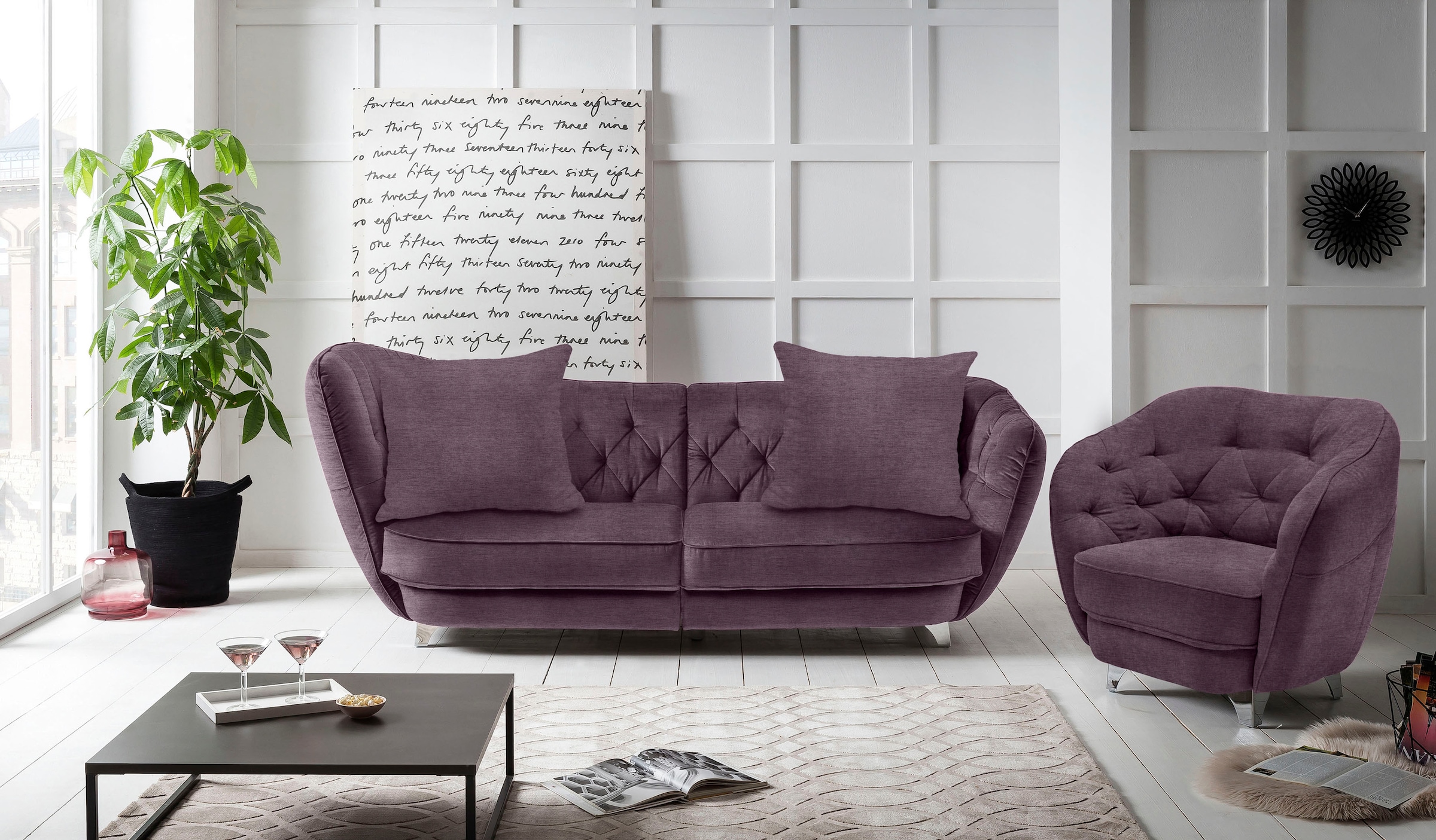 Leonique Big-Sofa »Retro«, stylischer Hochlehner