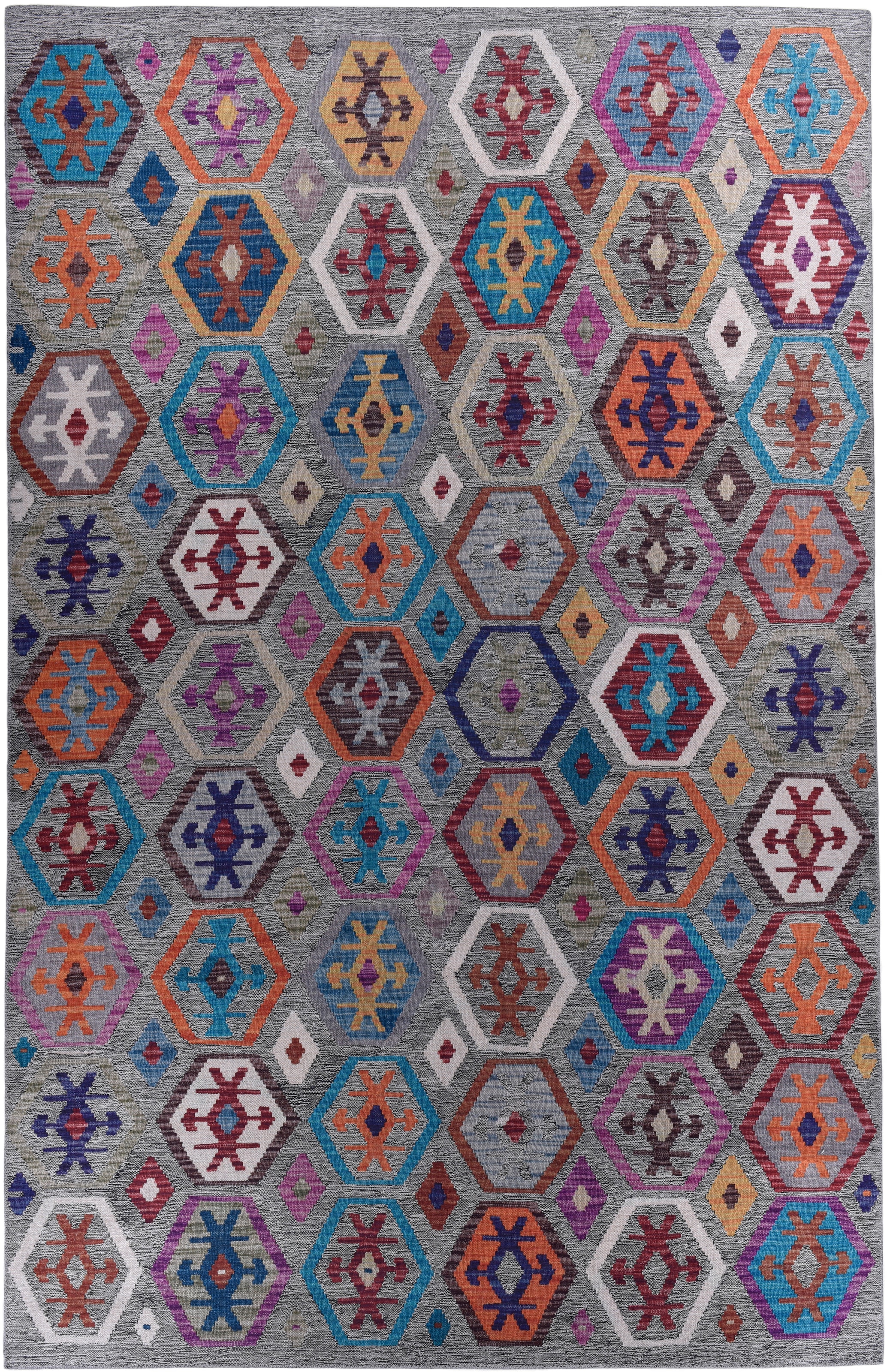 Teppich GINO FALCONE "Cecilia 27594" Gr. 4, grau, B:160cm H:3mm L:230cm, Kunstfaser, Teppiche, Teppich, Flachgewebe, bedruckt, ideal im Wohnzimmer & Schlafzimmer