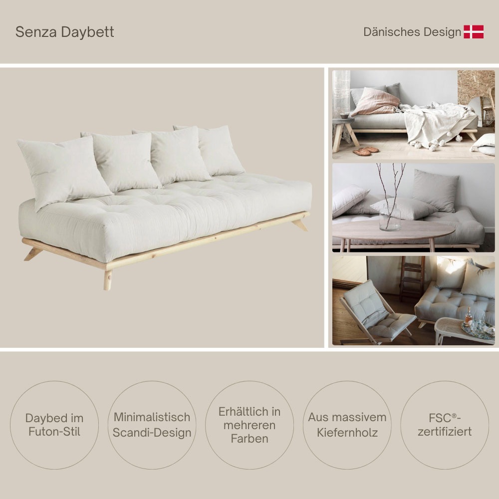 Thumbnail - Karup Design Daybett "Senza, Sofa, mit Futonmatratze, minimalistisch, massives Kiefernholz" Handgefertigt, skandinavisch...
