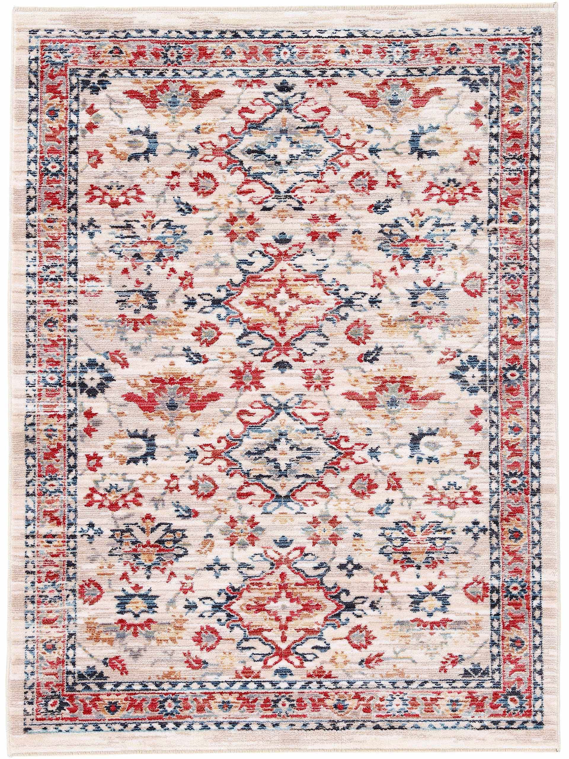 Teppich CARPETFINE "Phoenix", beige, B:60cm H:6mm L:100cm, Polypropylen (PP), Teppiche, Teppich, Vintage Orient Look, mit Fransen, Wohnzimmer