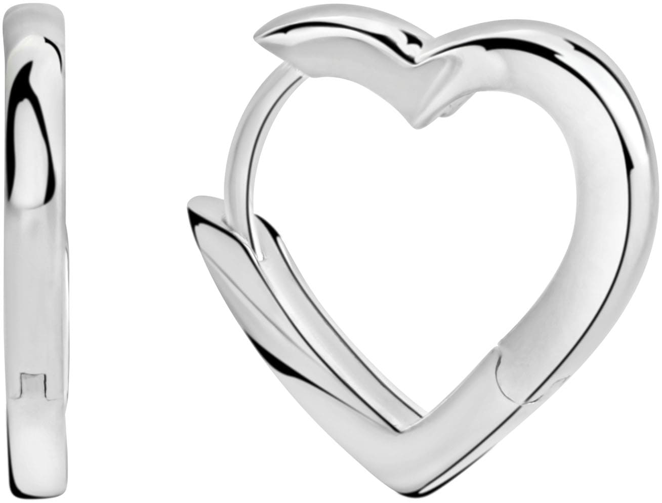Paar Creolen FIRETTI "Schmuck Geschenk Silber 925 Ohrschmuck Ohrringe Herz", silber (silberfarben), Ohrringe, Damen, 15mm, Silber 925 (Sterlingsilber)