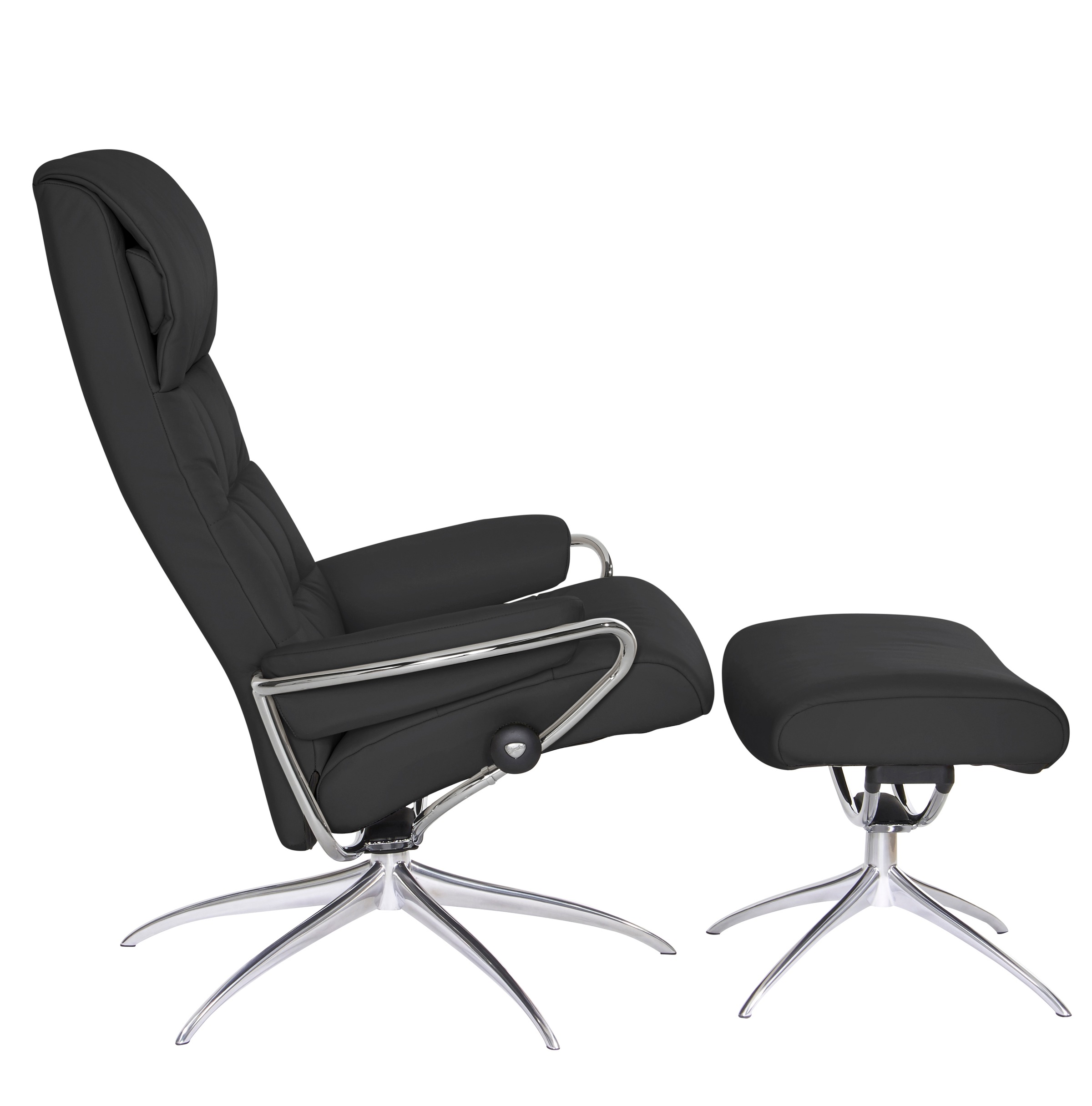 Stressless® Relaxsessel »London«, (Set, Relaxsessel mit Hocker), mit Hocker, High Back, mit Star Base, Gestell Chrom