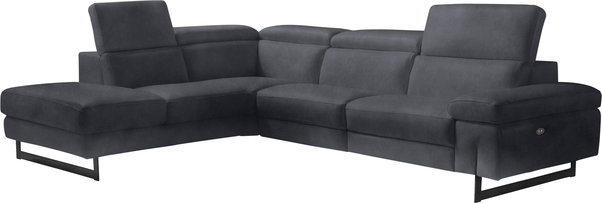 Egoitaliano Ecksofa "Candice, elegant, edel und bequem, erstklassiger Sitzkomfort, L-Form" inkl. 2 elektrischer Relaxfunktionen, Bedienung über Taste an Armlehne