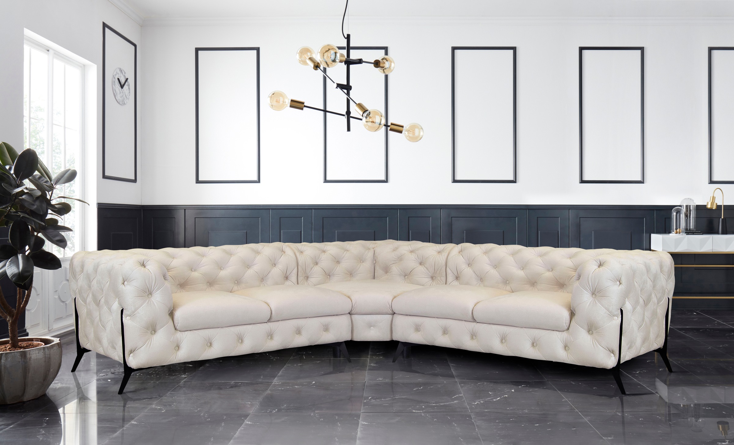 Home affaire Chesterfield-Sofa "Amaury L-Form" Chesterfield-Optik, Breite/T günstig online kaufen
