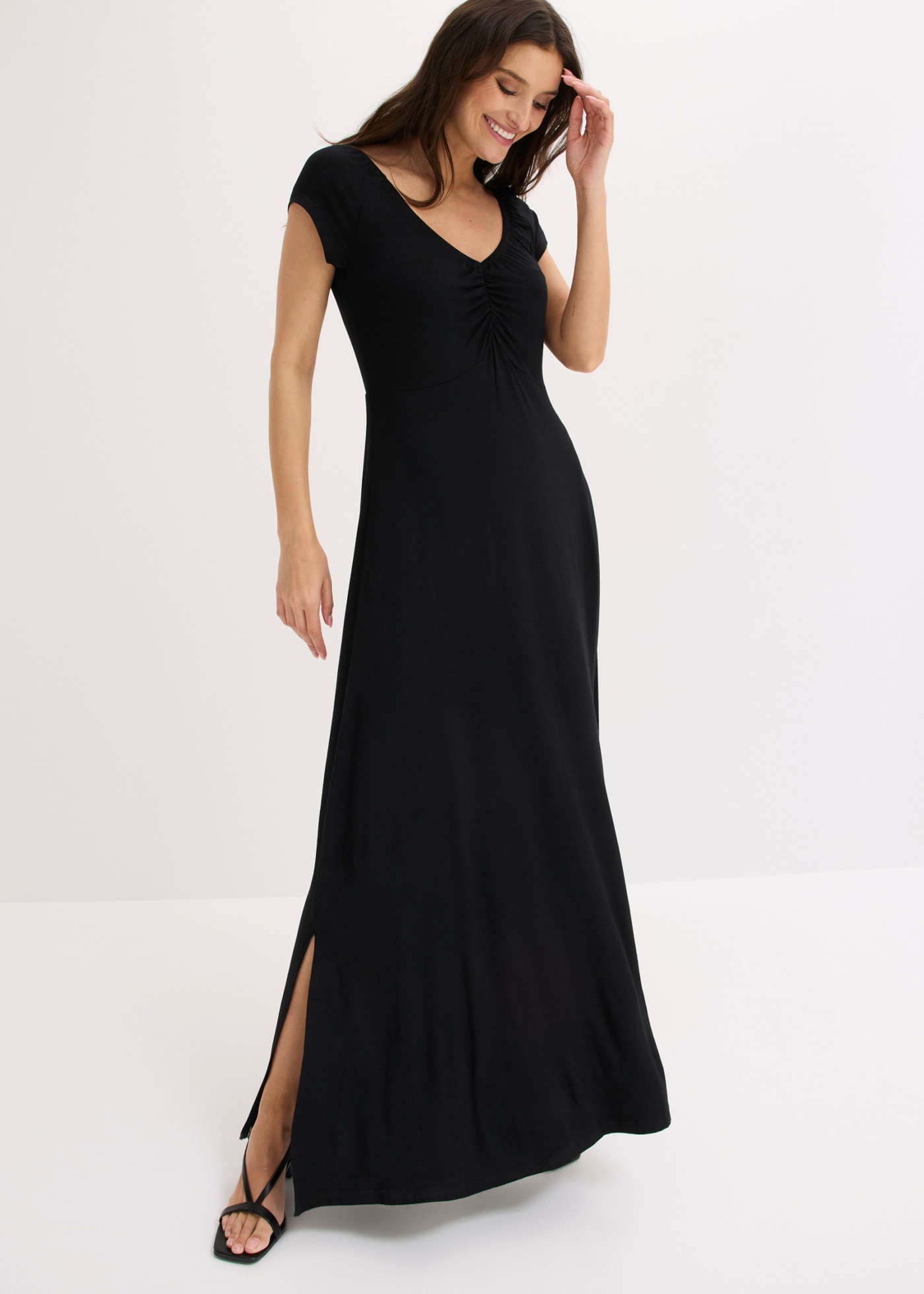 bonprix Maxikleid für modernen Look, aus Viskose und Elasthan, lockere Passform