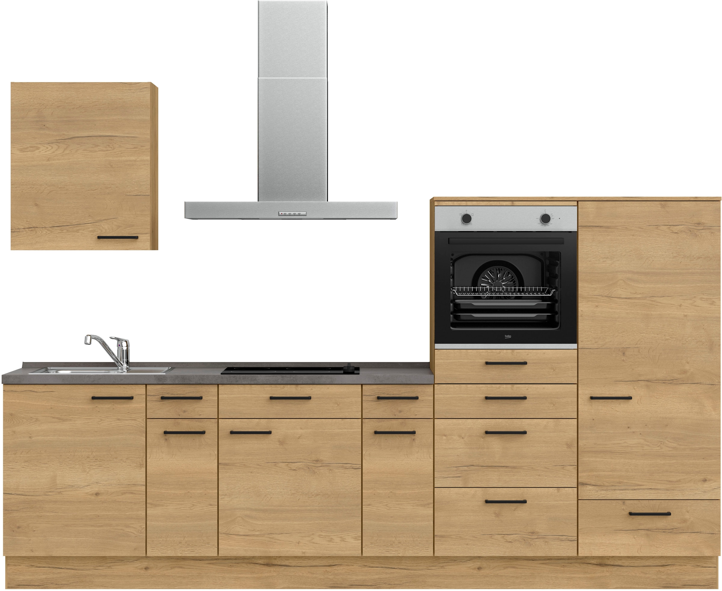 nobilia Küchenzeile ""Structura I", NEU: individuell anpassbar mit gratis Profi-Beratung" vormontiert, Breite 300 cm, Ausrichtung wählbar, wahlw. mit E-Geräten