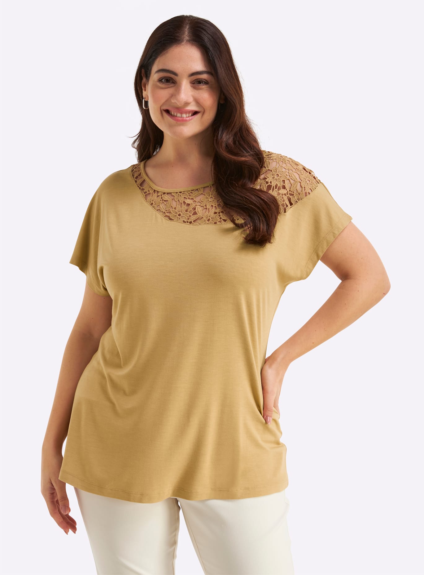 Sheego Rundhalsshirt "Halbarmshirt" 1