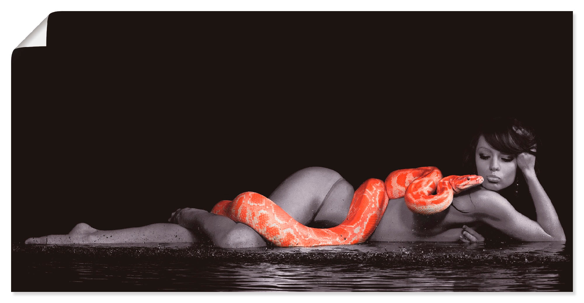 Artland Wandbild »Frau in Wasser liegend mit Python«, Frau, (1 St.), als Leinwandbild, Poster, Wandaufkleber in verschied. Größen