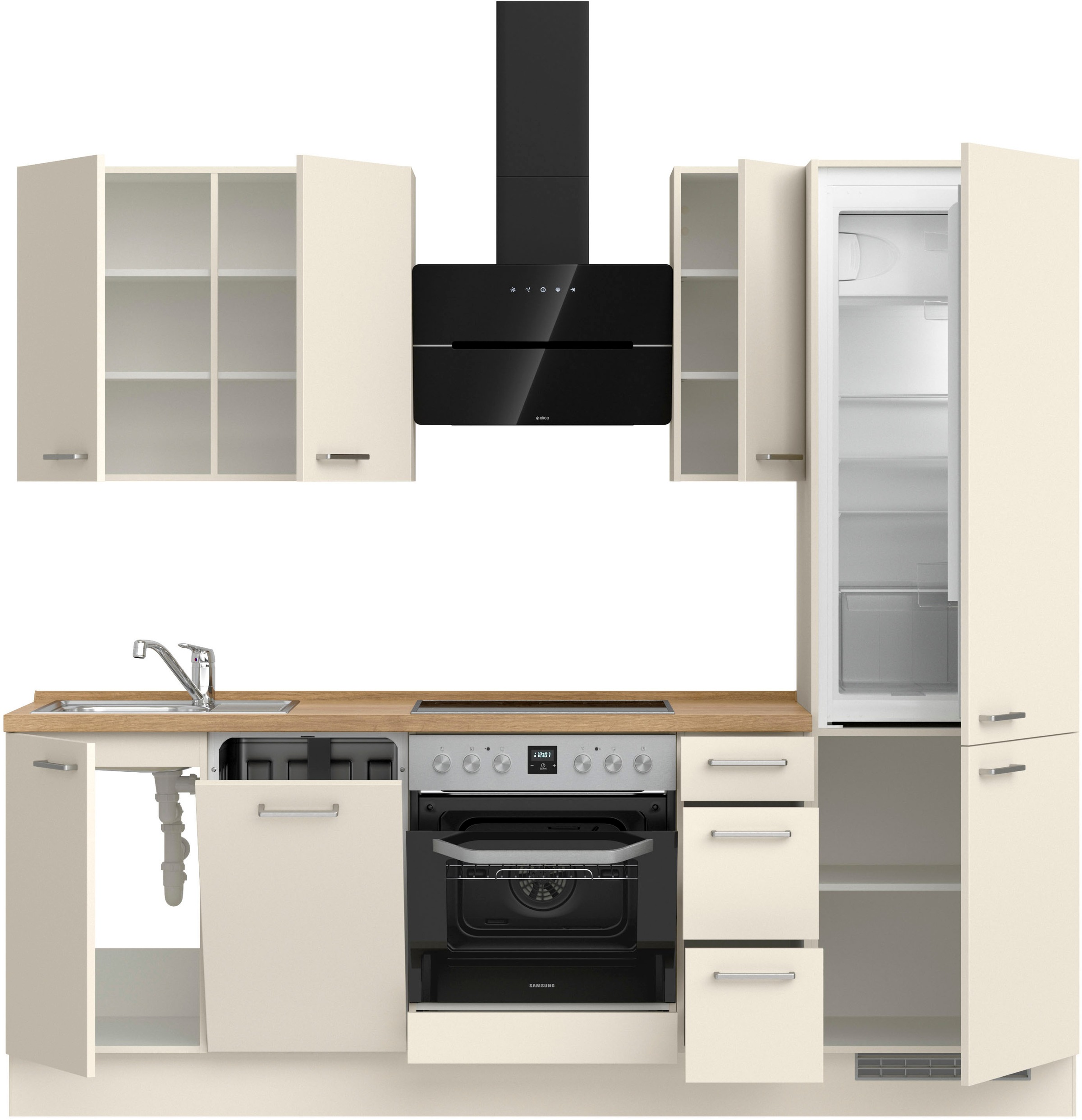 nobilia® Küchenzeile »"Touch II"«, vormontiert, Ausrichtung wählbar, Breite 240 cm, wahlw. mit E-Geräten