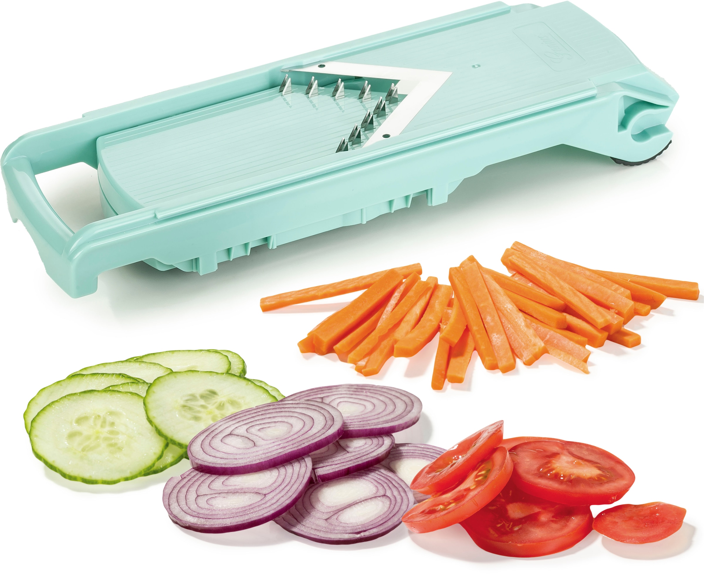 Genius Zerkleinerer »Nicer Dicer Fusion inkl. Börner Kombi-Schäler, Set 17-tlg.«, Schneidgerät für Würfel, Stifte, Scheiben Spiralen u.v.m.