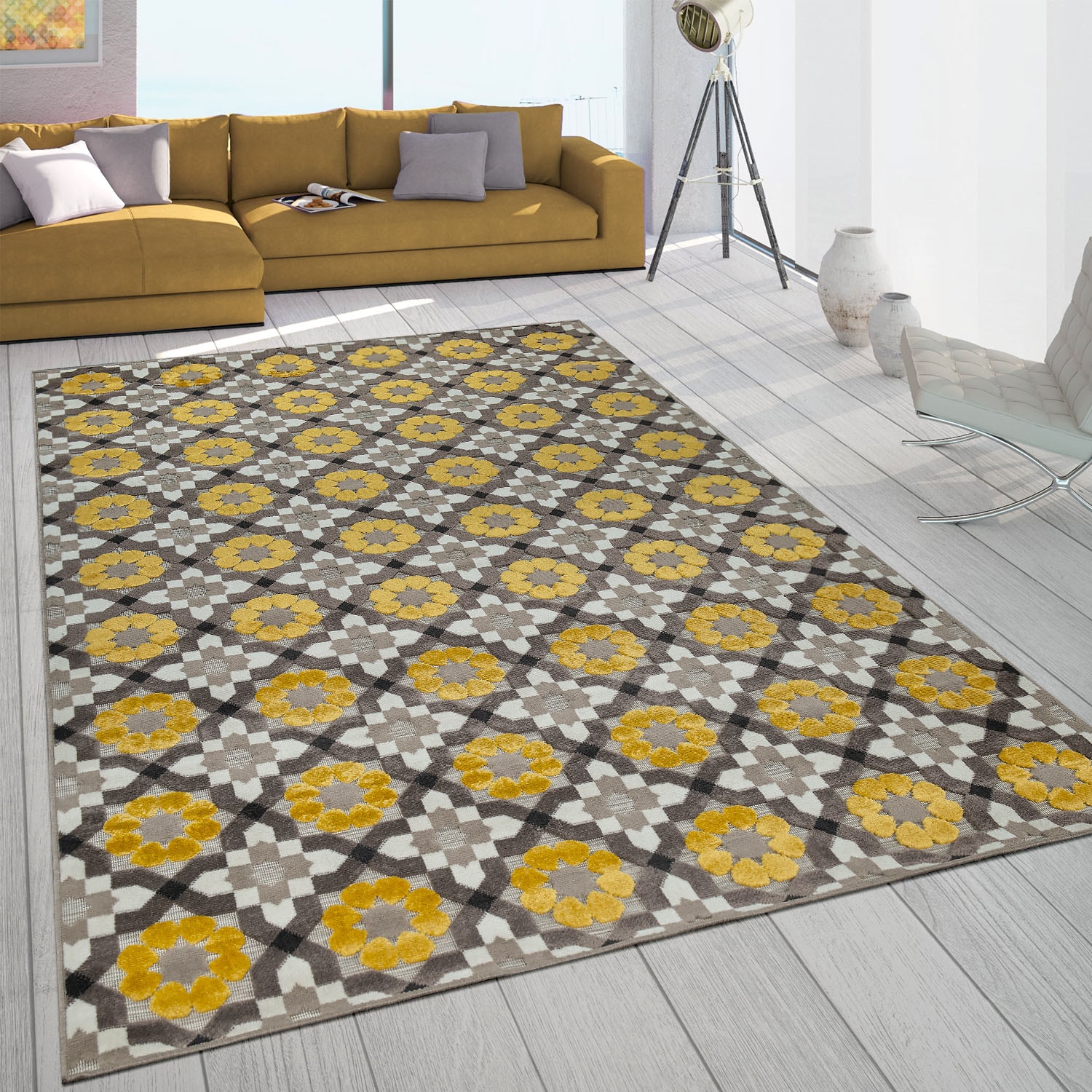 Paco Home Teppich »Charleroi 492«, rechteckig, 3 mm Höhe, 3D-Design, Motiv Blüten, In- und Outdoor geeignet