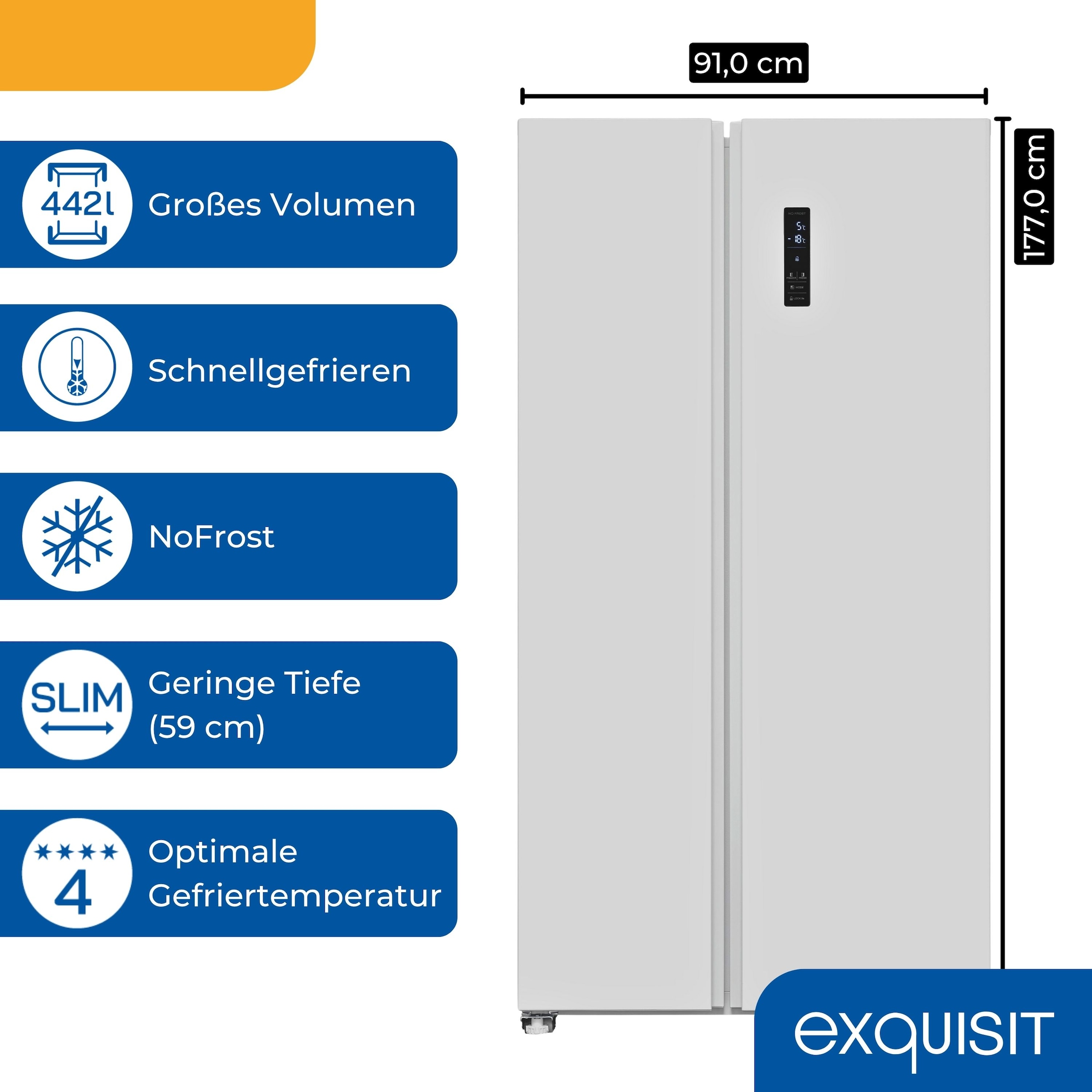 exquisit Side-by-Side SBS46-040D weiss »SBS46-040D weiss« 177 cm hoch 91 cm breit