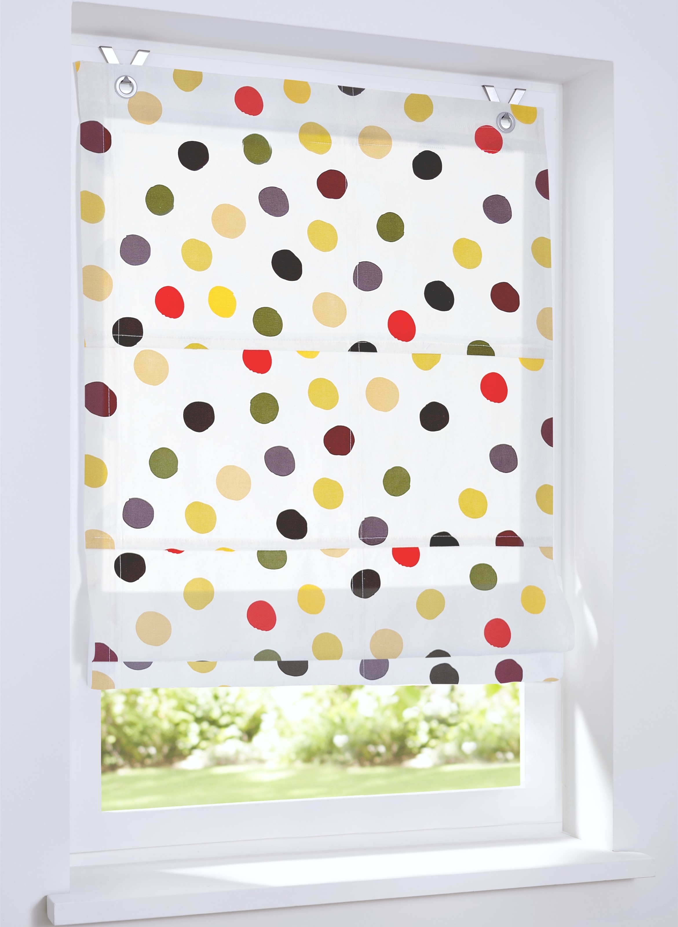 Kutti Raffrollo "Dots" mit Hakenaufhängung ohne Bohren freihängend Baumwoll günstig online kaufen