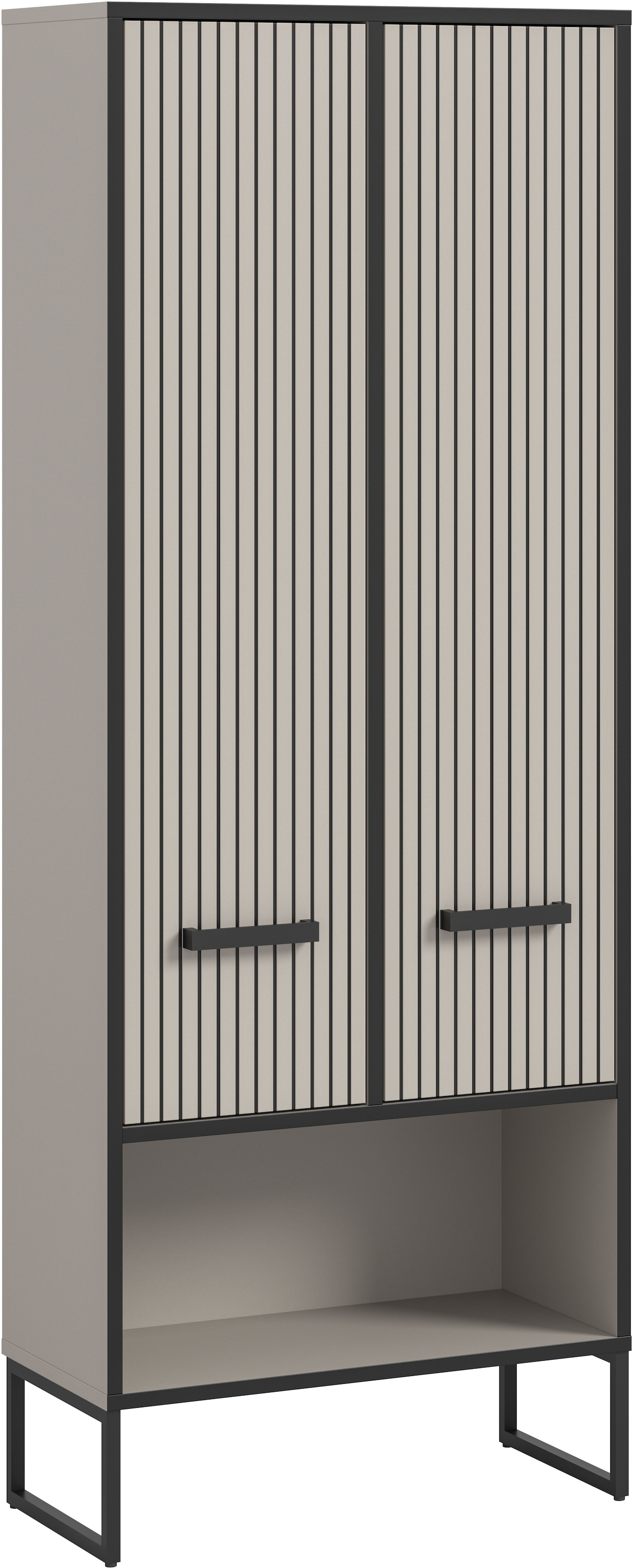 welltime Hochschrank "Locri, Höhe 159 cm, Rillenoptik, Metallkufen", (1 St. günstig online kaufen