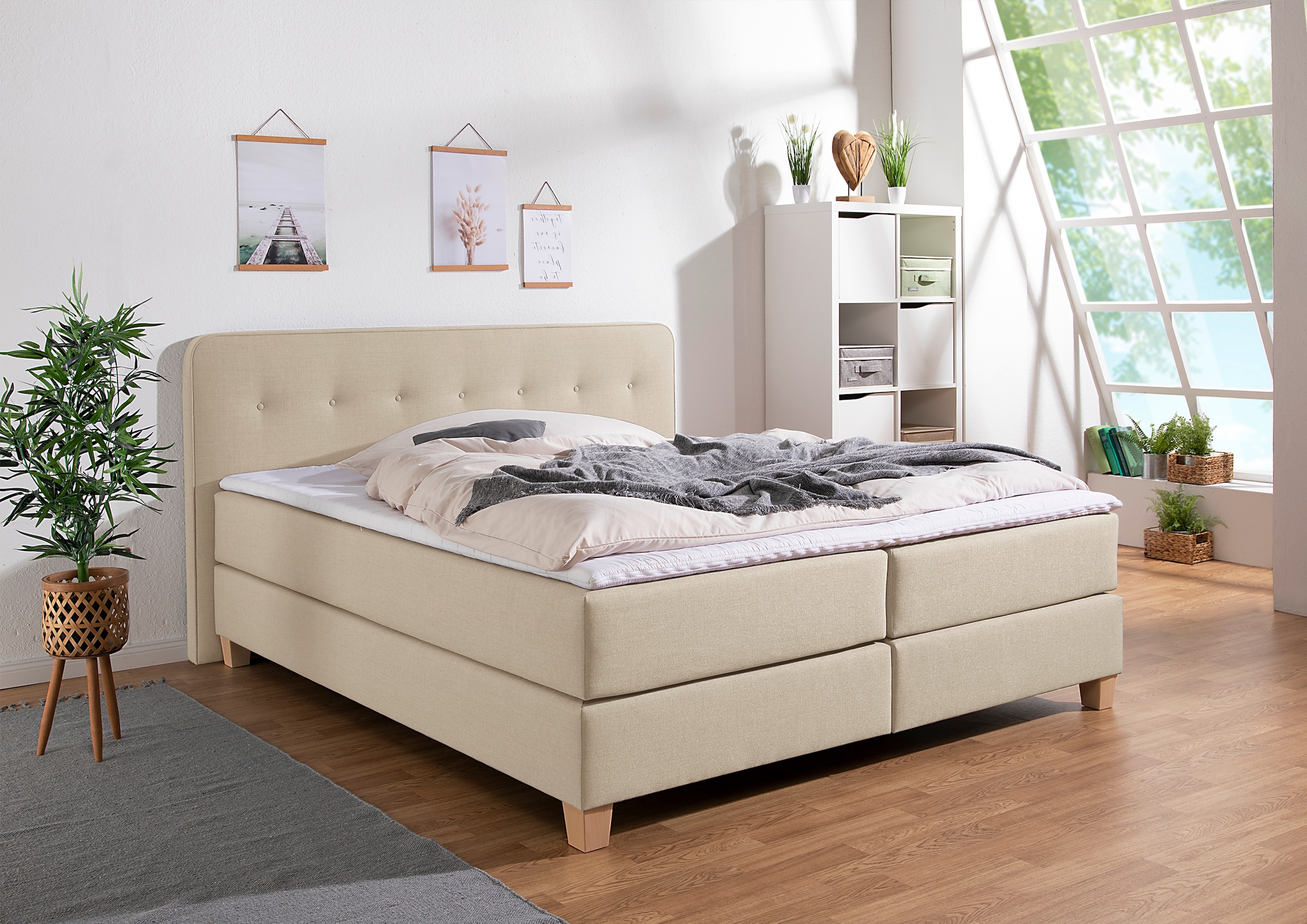 Boxspringbett »Fargo«, in Überlänge 220 cm, mit Topper, 3 Ausführungen, 4, Breiten