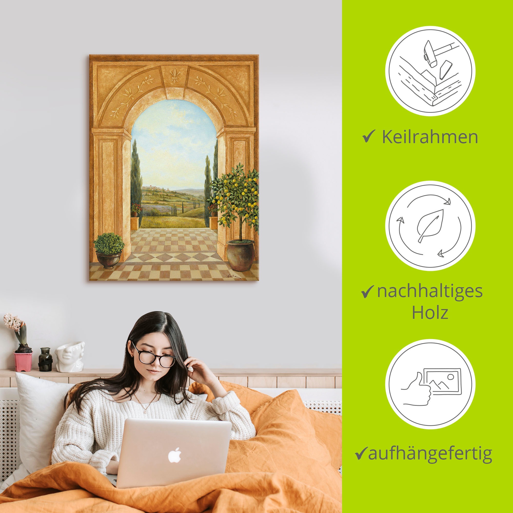 Artland Wandbild »Ausblick mit Zitronenbaum«, Fensterblick, (1 St.), als Leinwandbild, Poster, Wandaufkleber in verschied. Größen