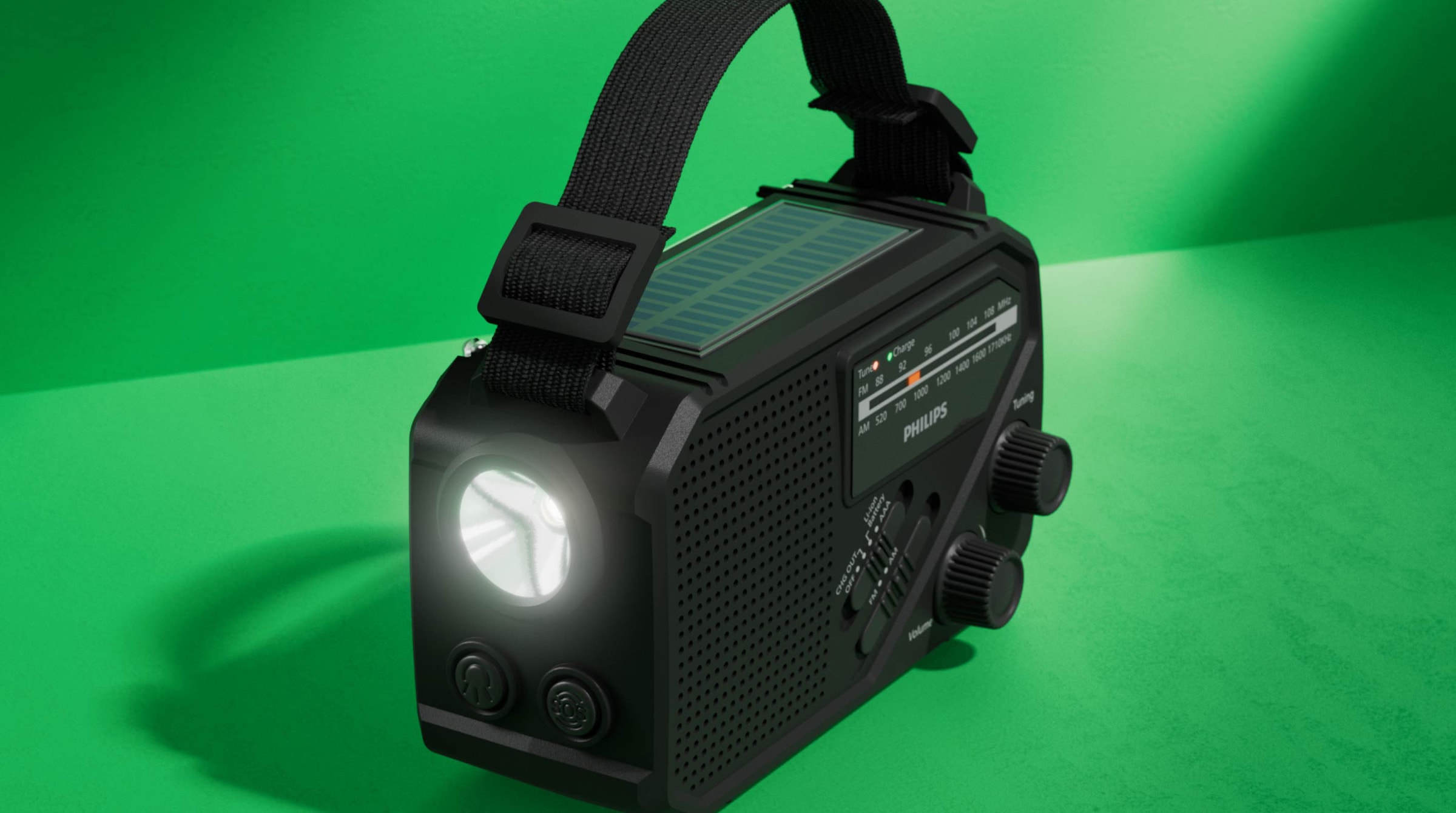 Philips Notfallradio »TAR1609/00« ( AM-Tuner | FM-Tuner 1 W) Kurbelradio, LED-Leuchte, lauter SOS-Alarm + Blinkleuchte,USB-C, USB-A