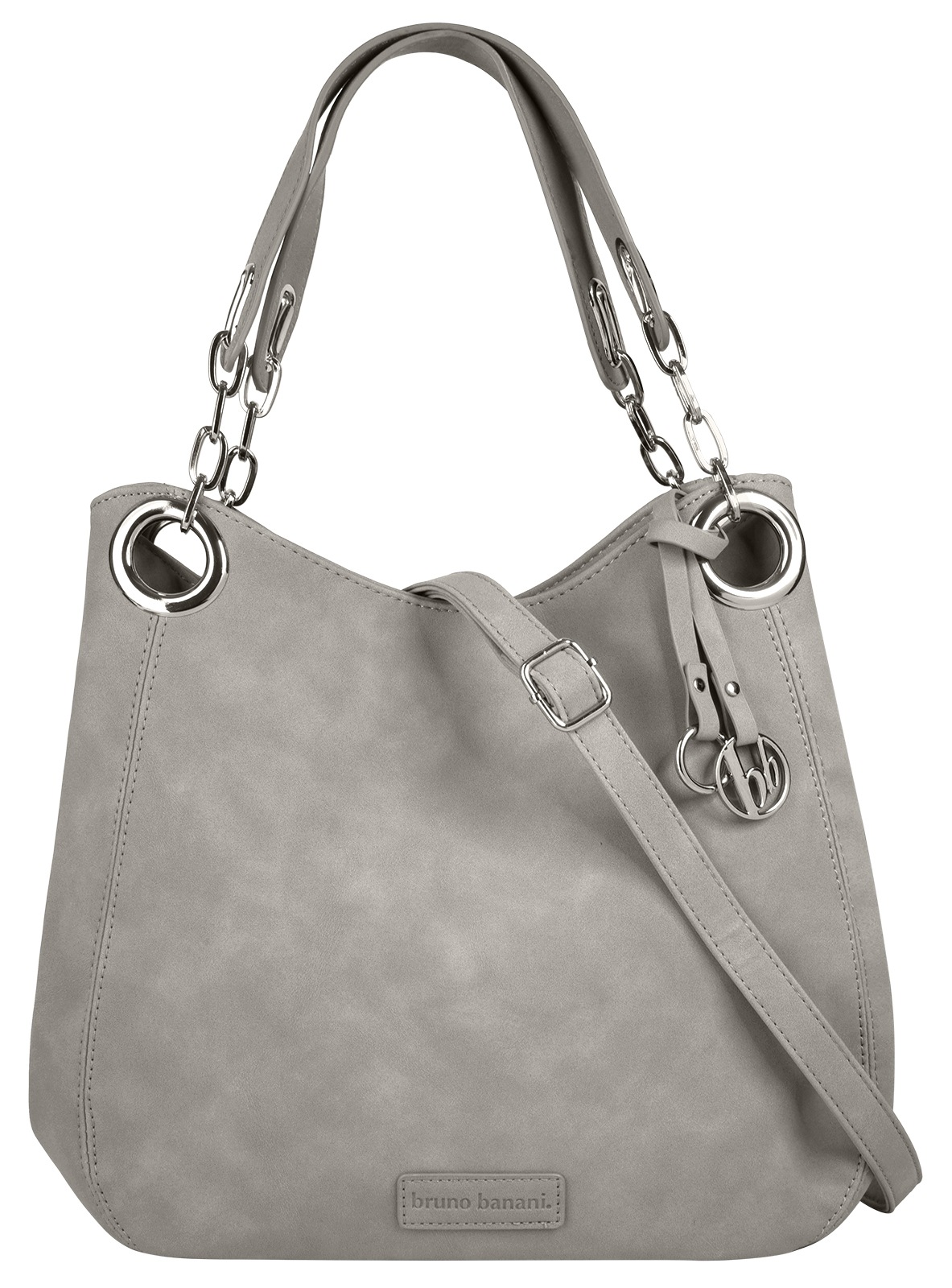 BRUNO BANANI Damen Henkeltaschegrau, Polyurethan (PU), leicht glänzend, unifarben, Taschen