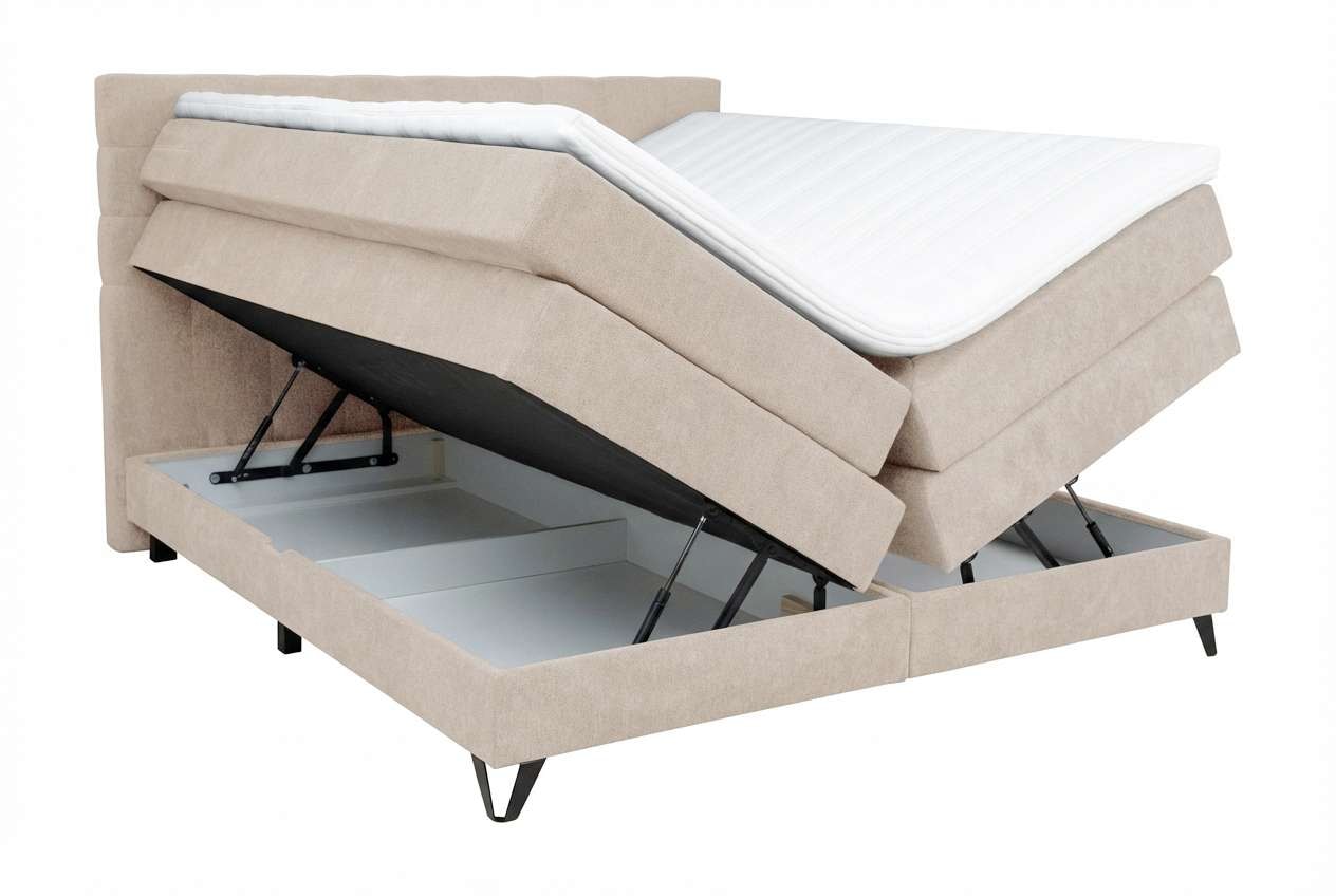 Home affaire Boxspringbett »Ilona, Doppelbett, Polsterbett, Federkernbett, Komforbett, 160, 180 cm« inkl. Topper, zwei Bettkästen, Taschen-Federkernmatratze, Härtegrad 3
