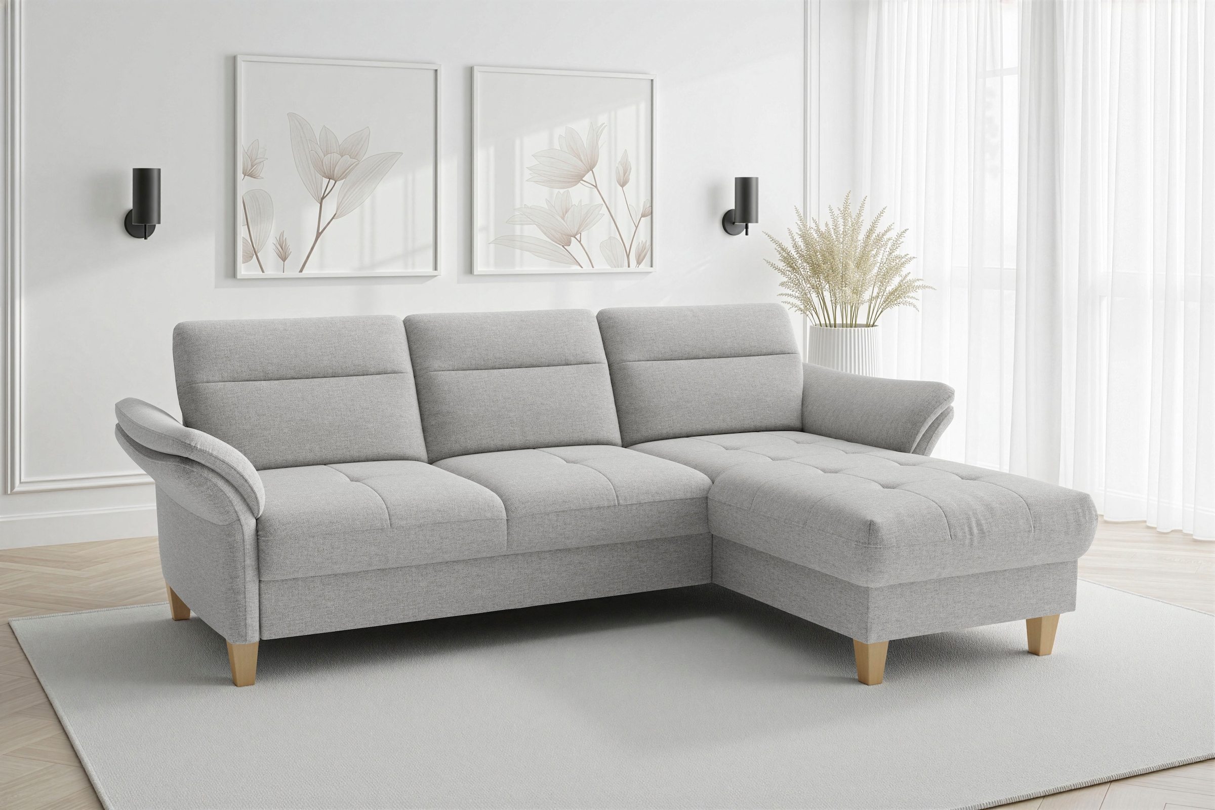 sit&more Ecksofa "Pamela L-Form, B: 230 cm, optional Schlaffunktion & Bettkasten" mit Federkern und Liegefläche aus Originalstoff